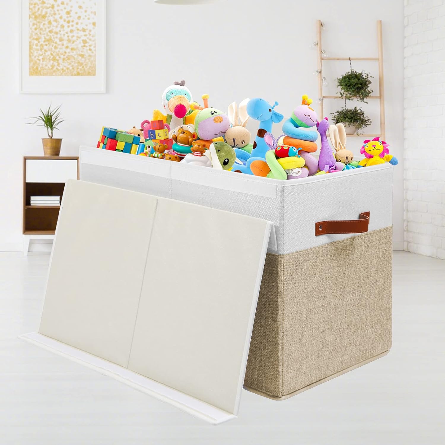 Caja de juguetes, contenedores de almacenamiento plegables y resistentes con tapas, cajas organizadoras de juguetes extra grandes para niños