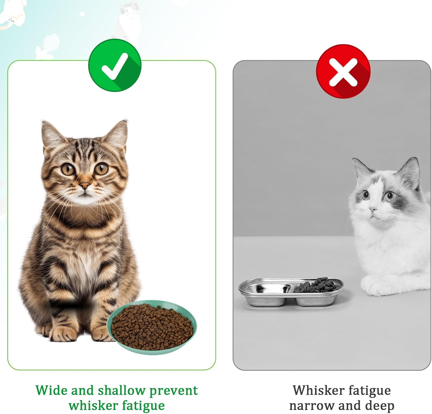 Plato de comida para gatos poco profundos, 4 unidades, comida húmeda para gatos, cuencos planos para gatos, sin fatiga, platos para comida y agua,