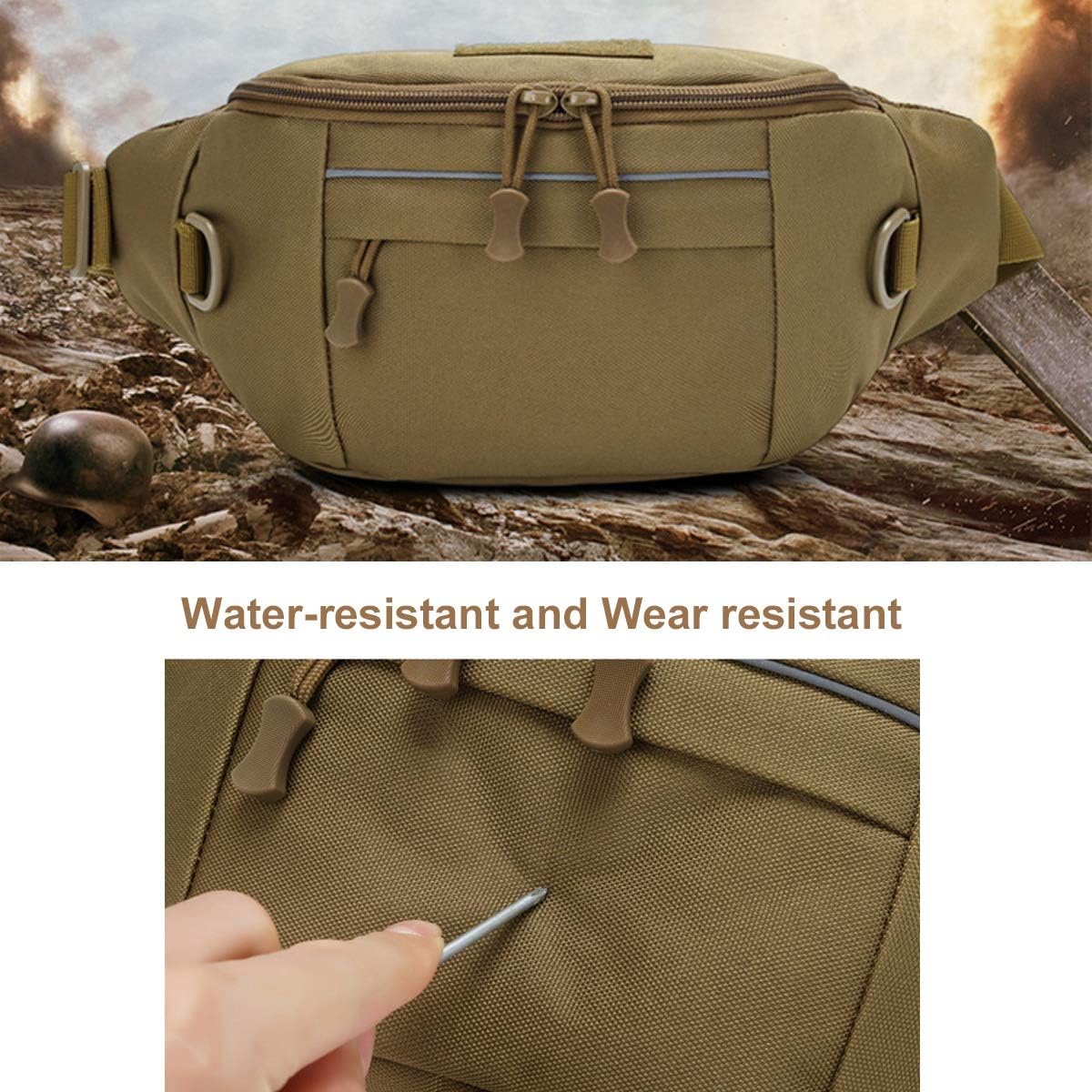 BraveHawk Outdoor – Riñonera táctica de nailon militar 800D Oxford resistente al agua, multiusos, EDC