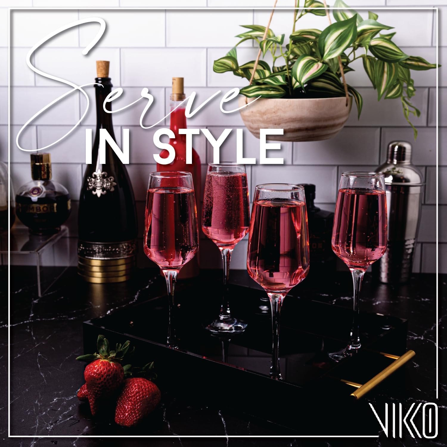 Vikko Copas de champán, copa de champán tostada de 7.75 onzas, copas de champán transparentes, juego de 6 elegantes copas de vino espumoso