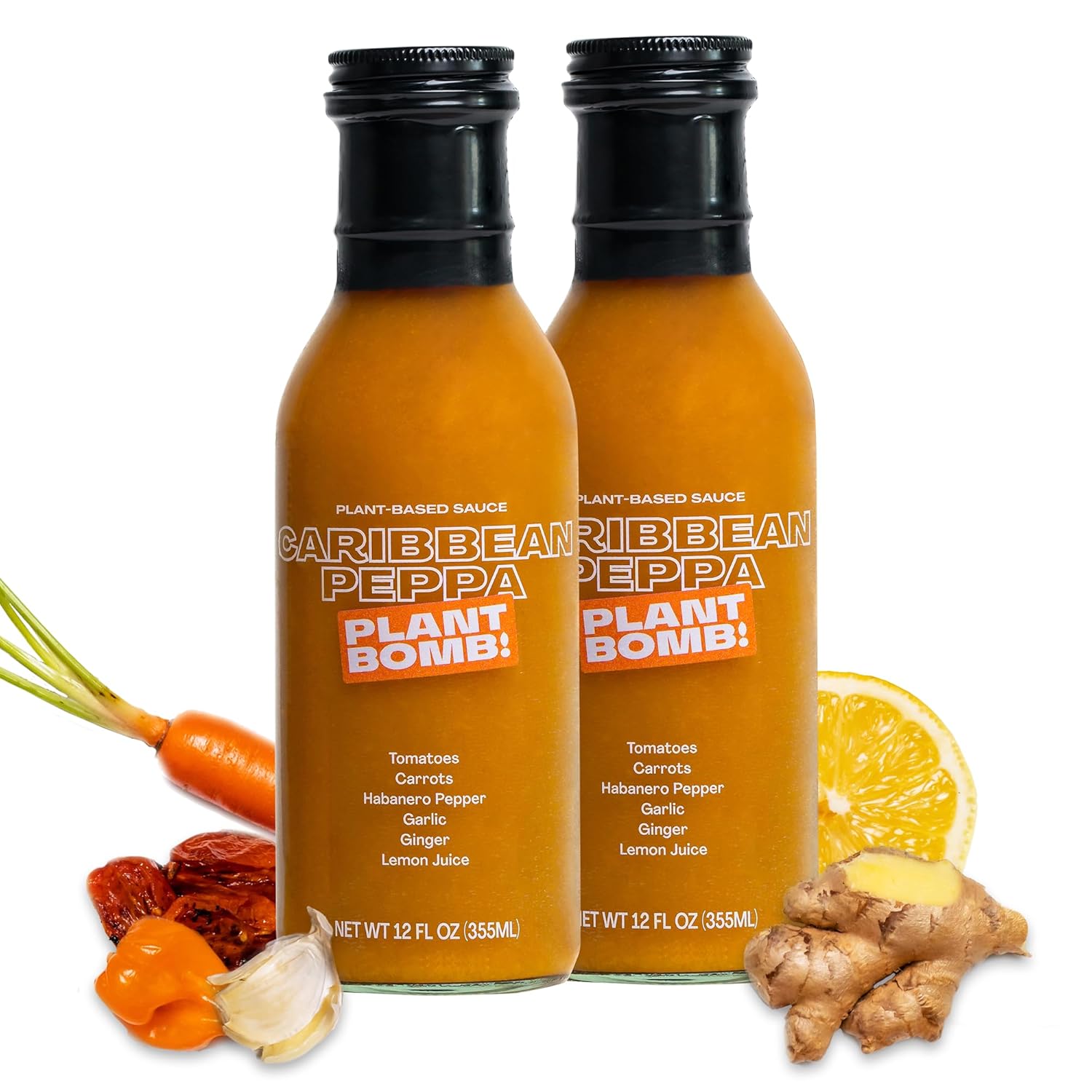 Plant Bomb Salsa a base de plantas de Peppa caribeña, adobo y aderezo, sin gluten, sin OMG, sin lácteos, sin azúcar añadido, vegano, paleo, bajo en