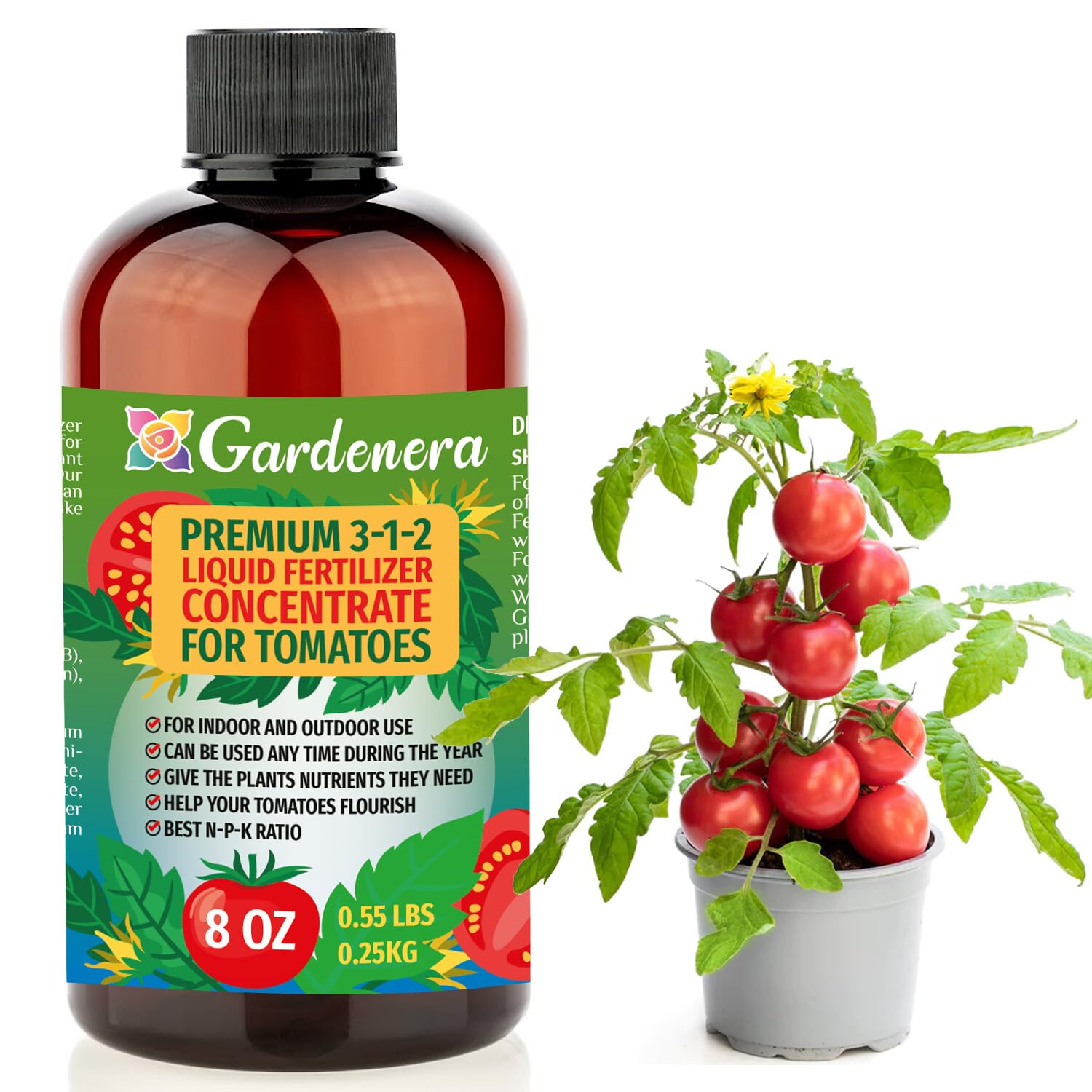 Fertilizante líquido prémium para plantas de tomate  3-1-2 concentrado para plantas y flores de interior  Alimento orgánico para tomates  8 onzas