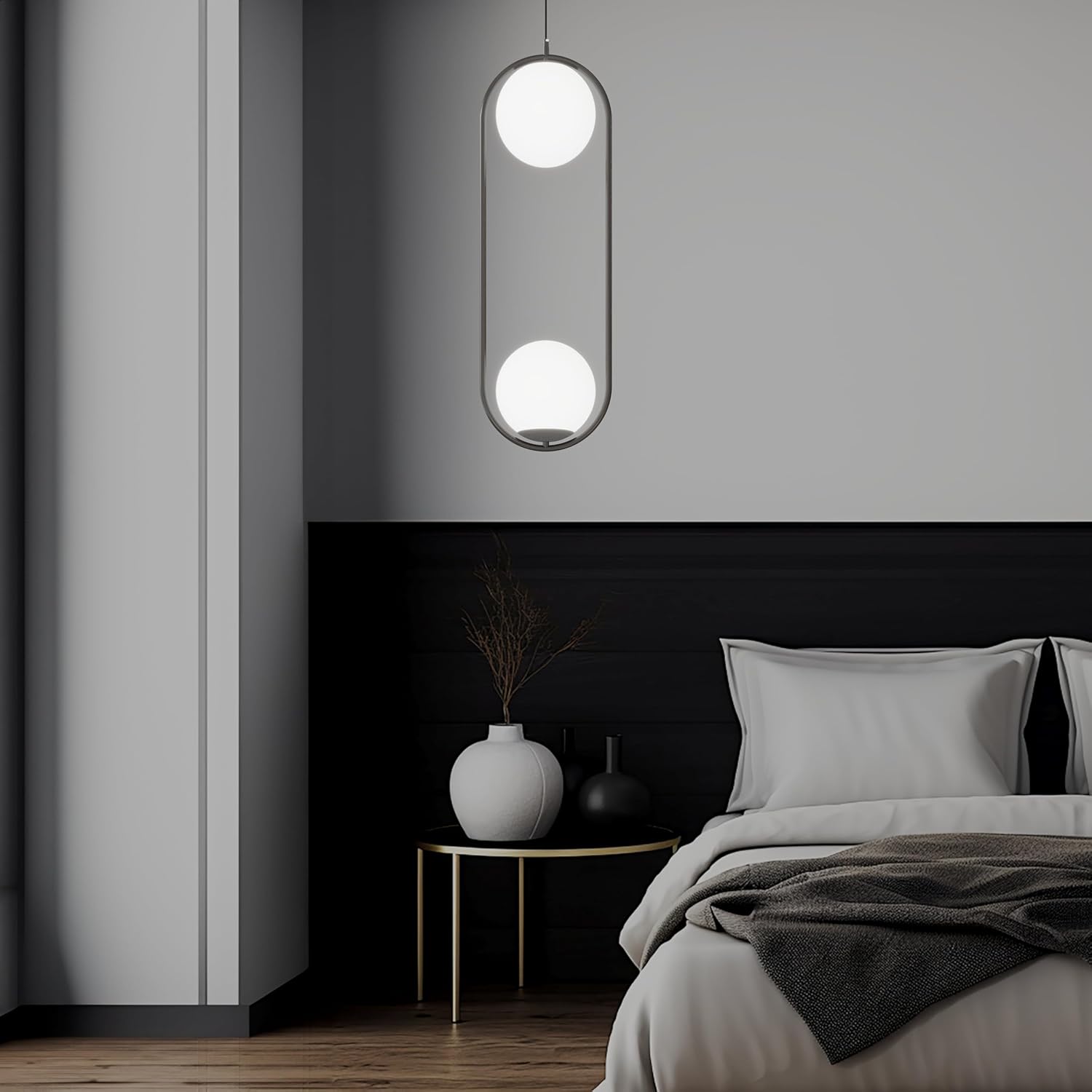Jewels & Pearls Nordic Modern – Lámpara de techo regulable, perfecta para cocina, comedor, sala de estar y dormitorio, luz LED, 1 unidad (negro,