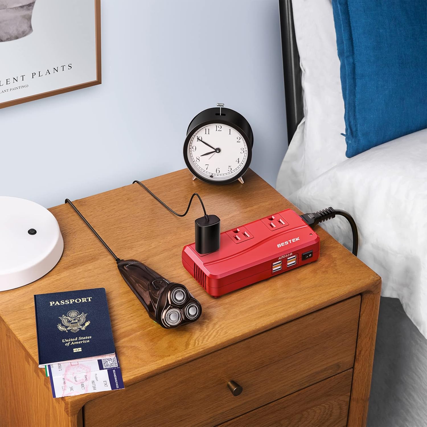 BESTEK – Adaptador de viaje universal convertidor de voltaje de 220 V a 110 V con carga USB de 6 A y 4 puertos, y adaptador de enchufe de Reino