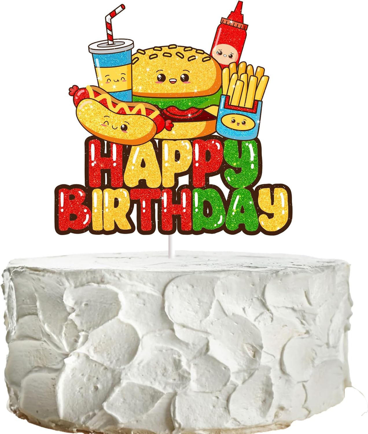 Decoración para tartas de comida rápida para niños y niñas, papas fritas, perritos calientes, hamburguesas, parrilladas, suministros de decoración