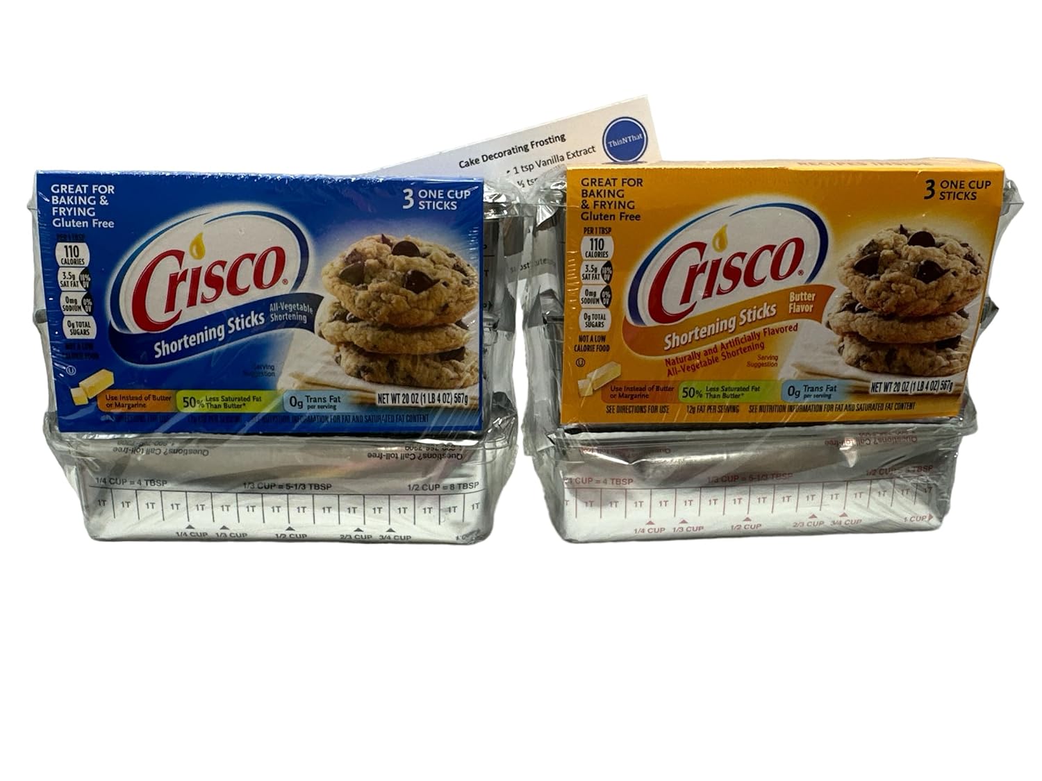 ThisNThat Paquete de aceite vegetal en palitos para acortamiento incluye (1) Crisco original de 20 onzas (1) tarjeta de recetas de mantequilla