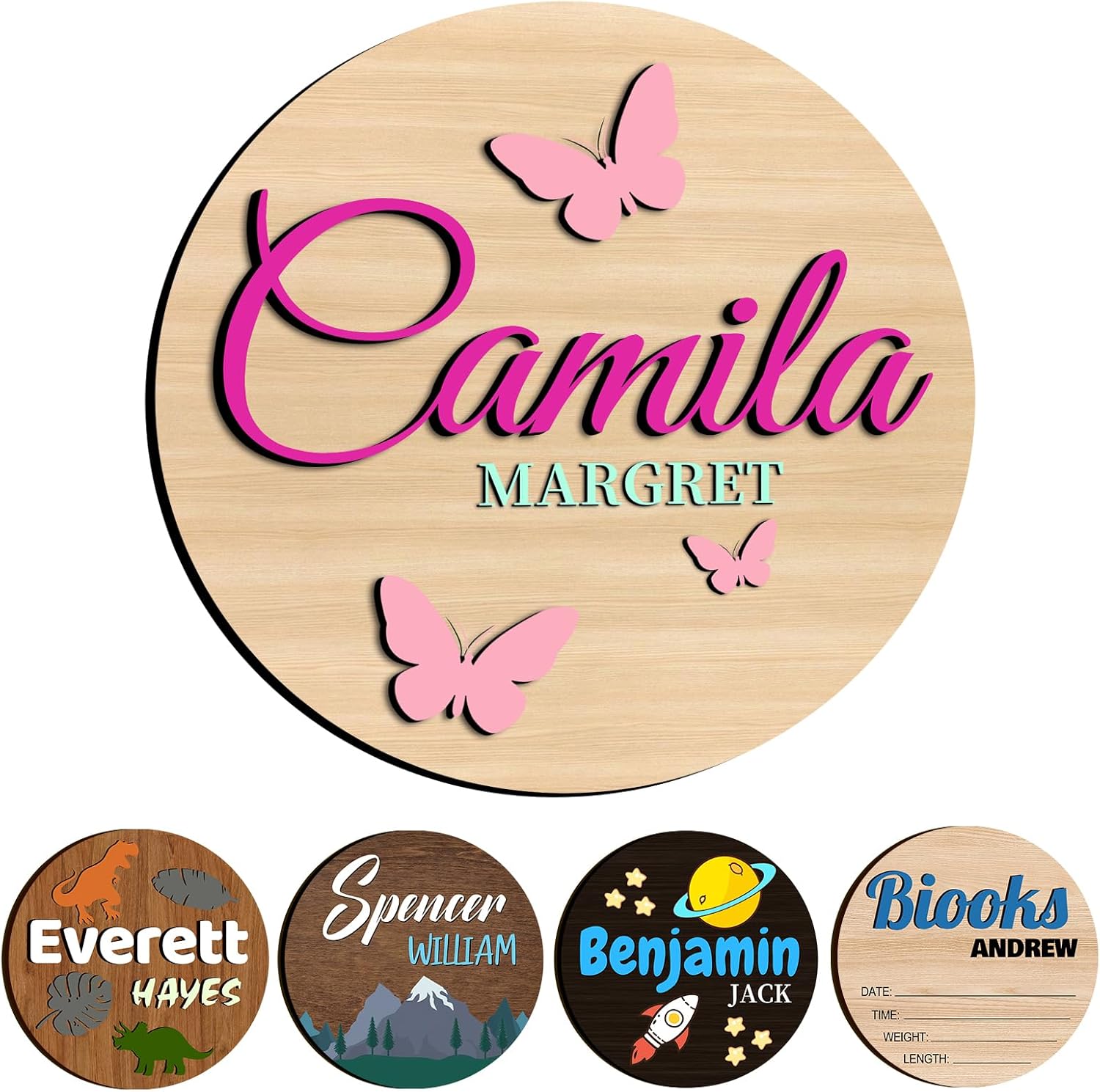 Letrero personalizado de anuncio de nacimiento de bebé, letreros personalizados con nombre de bebé para guardería, hospital, niño y niña, letrero de