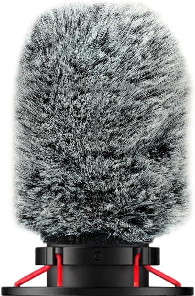Parabrisas de micrófono para Hyperx Quadcasts, funda de micrófono de gato muerto peludo para filtrar el ruido del viento, los zumbidos y el ruido de
