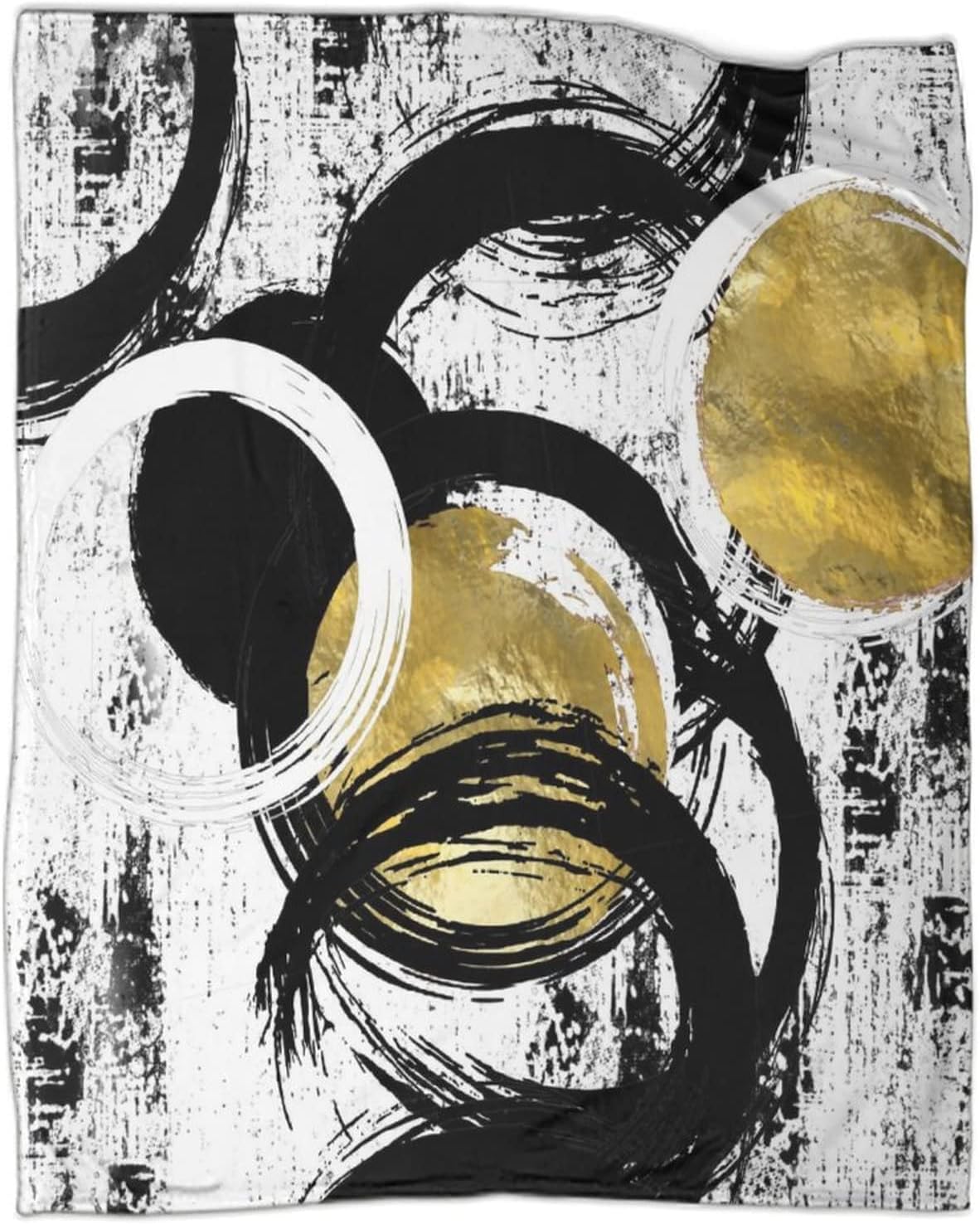Manta moderna con estampado abstracto blanco y negro, textura geométrica de tinta dorada, pintura al óleo, manta suave para sofá, cama, viaje,