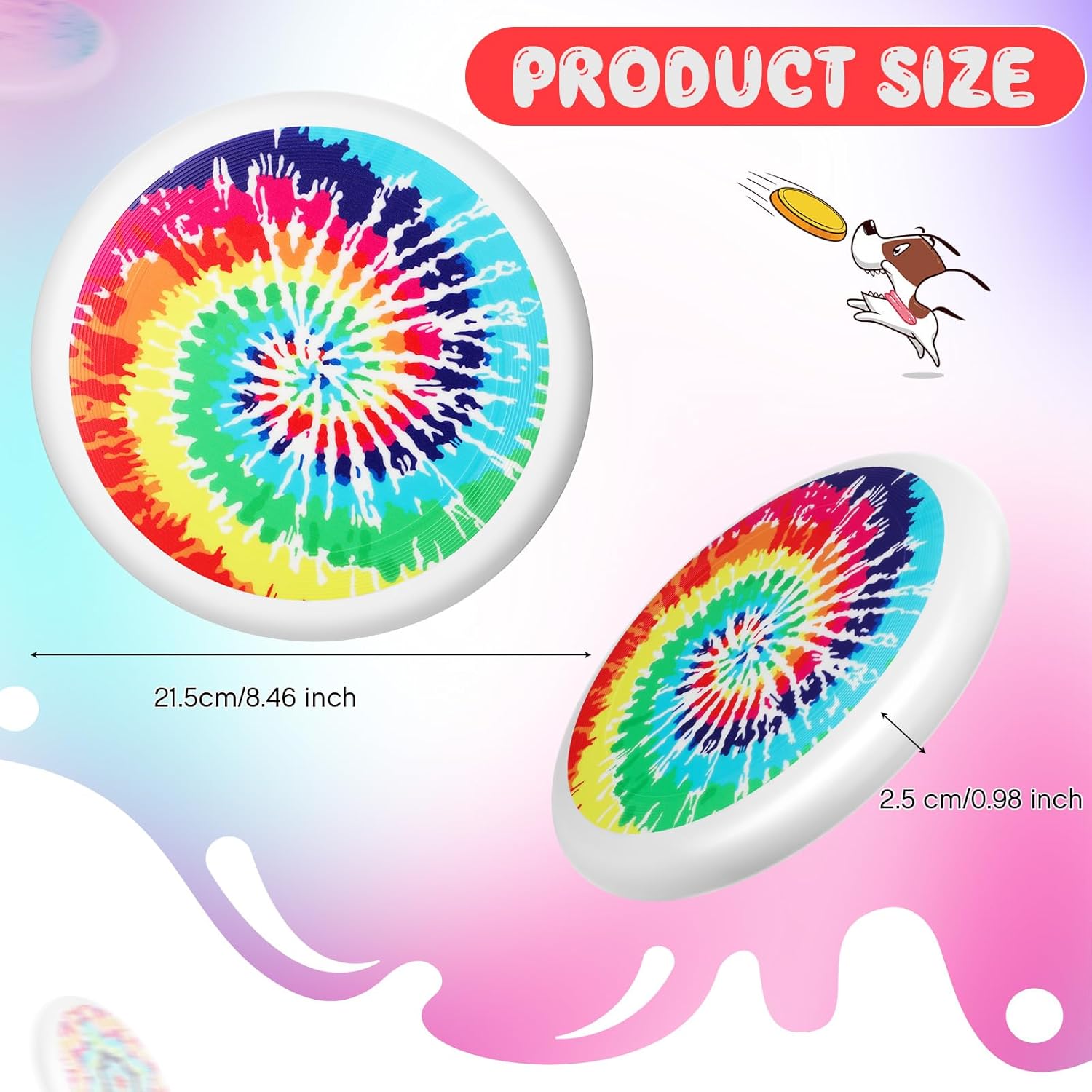 Liliful 4 unidades de disco volador de plástico de 3.53 oz de 8.46 pulgadas, disco volador de teñido anudado deportivo para parque, adultos, niños,