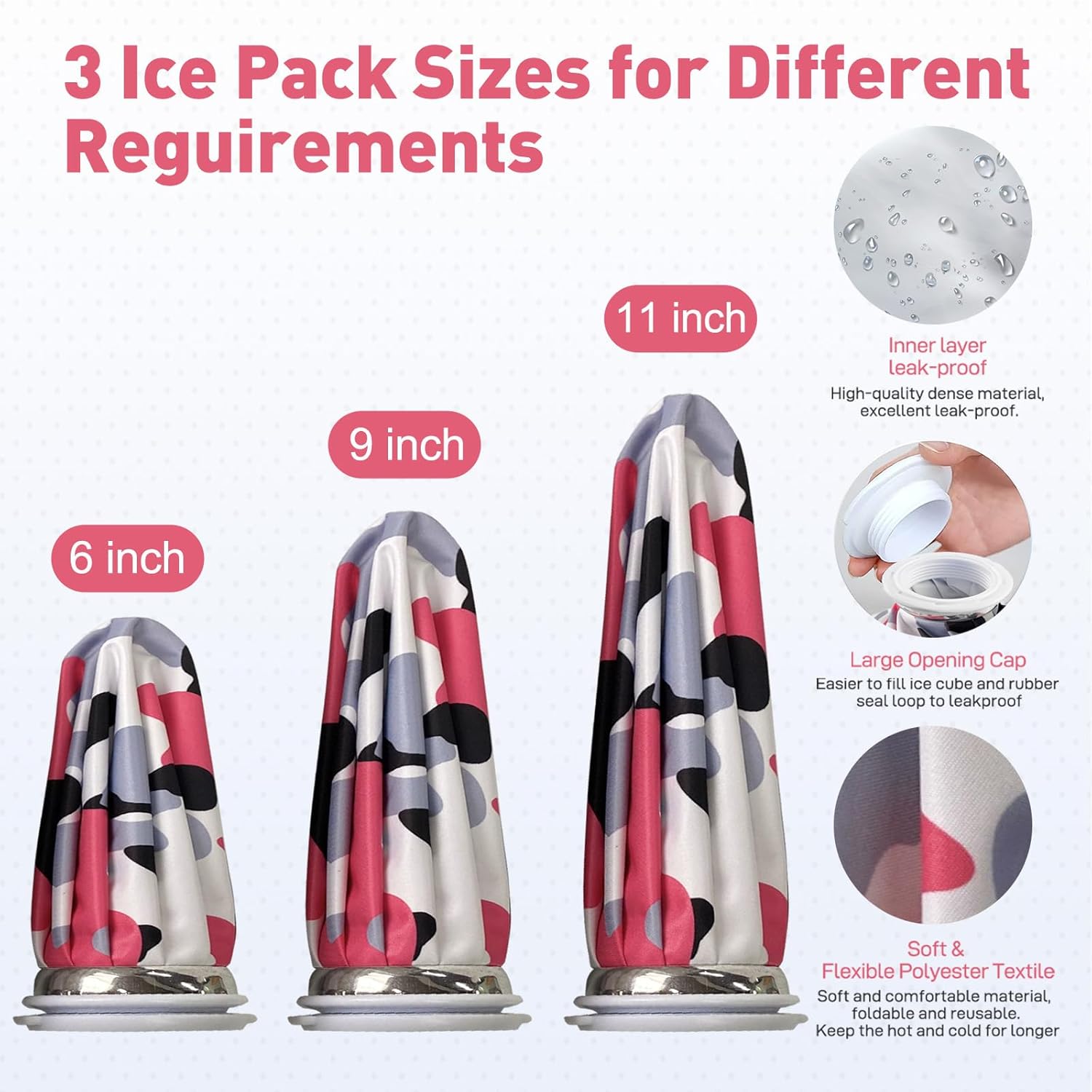 Bolsa de hielo reutilizable para lesiones, bolsa de hielo para lesiones, bolsa de agua caliente para terapia de calor y frío, bolsa de hielo sin