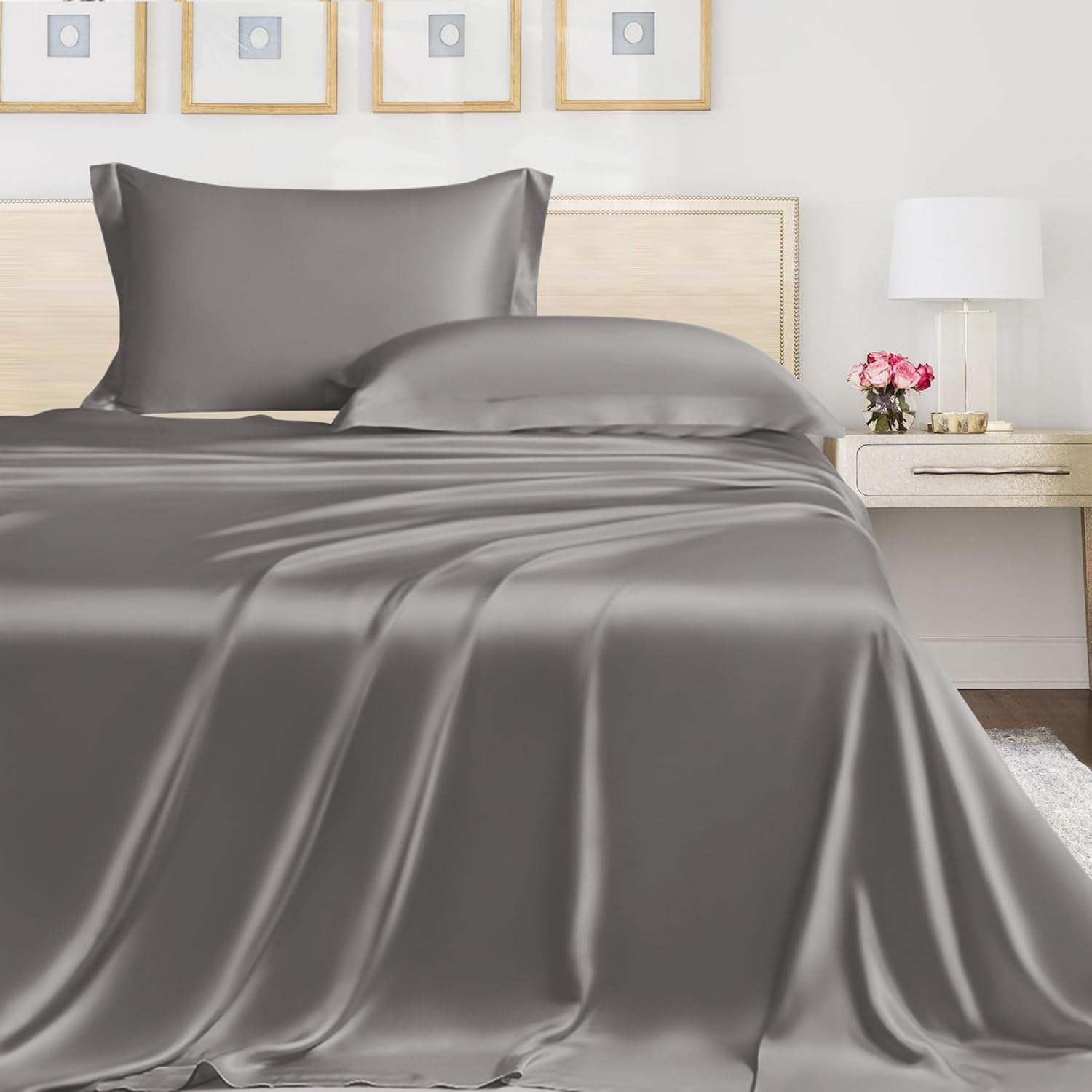 Linenwalas Juego de sábanas 100% eucalipto, Tencel Lyocell tamaño individual XL, refrescante, transpirable, seda suave, 1 sábana bajera y 1 funda de