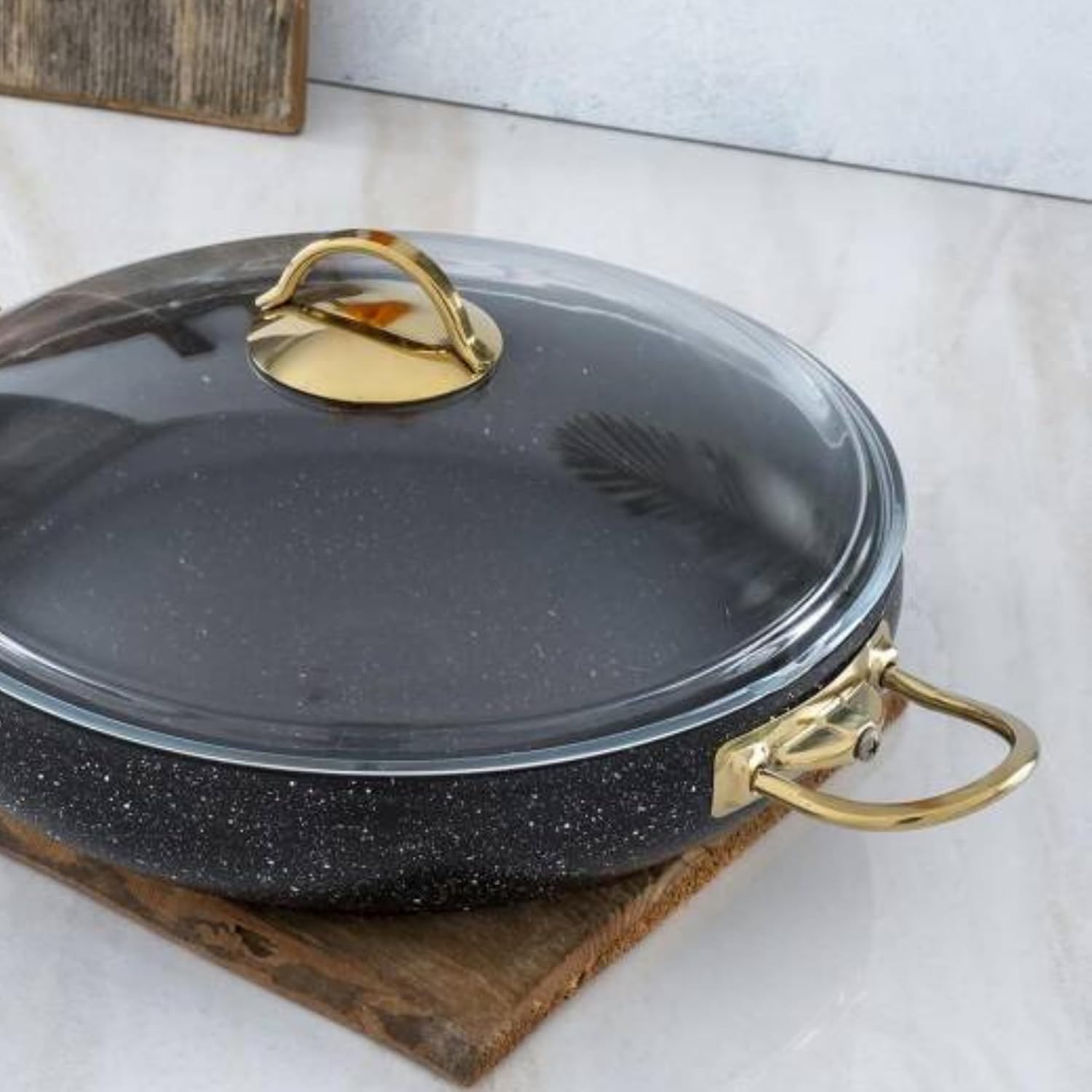 Acar Olla Negra Nostalgia Negra, Olla Antiadherente con Tapa de Vidrio, Ollas y Sartenes, Apto para Lavavajillas, Asas Elegantes de Acero