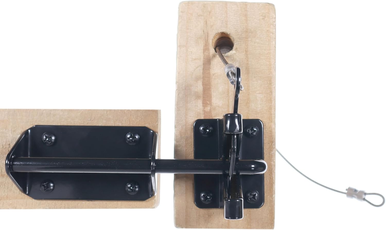 ADVANTAGE INDUSTRIES Pestillo de puerta automático resistente con cable para valla de madera, reversible  puertas batientes izquierda  derecha,