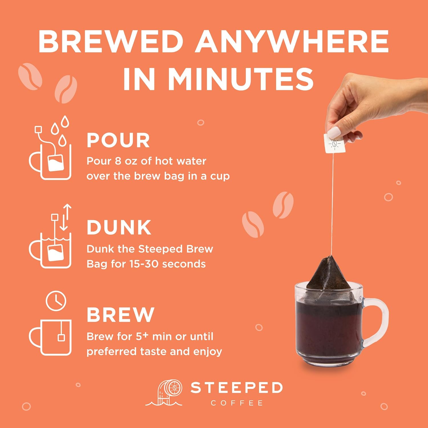 Café de una sola porción, no requiere máquina, proceso de agua suiza descafeinada, granos de Sidamo Etiopía de alta altitud, café apto para ceto,