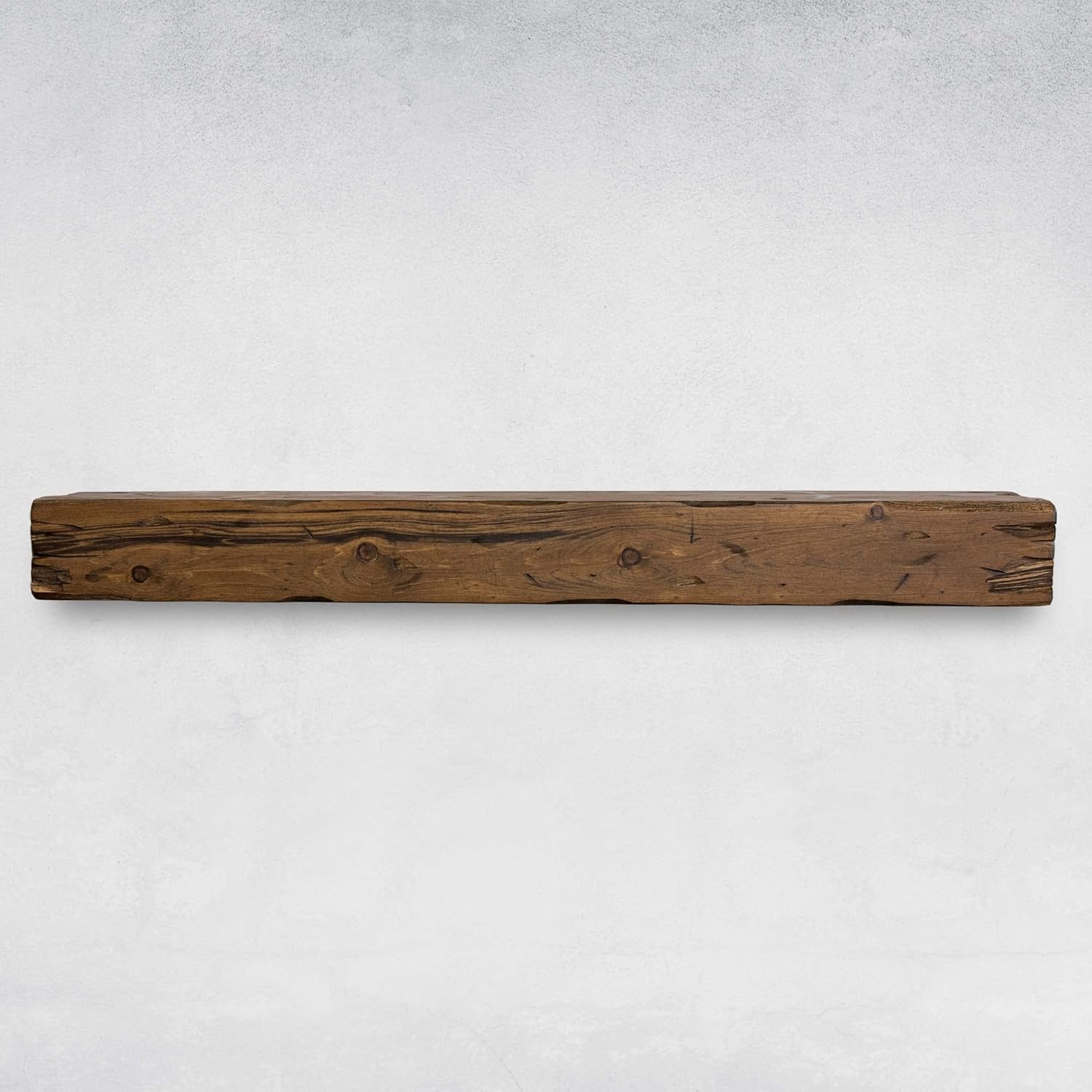 Mantel de chimenea de 1 nivel, envejecido, rústico, estante flotante, moderno, madera real. (60 pulgadas de largo x 6 pulgadas de alto x 8 pulgadas,