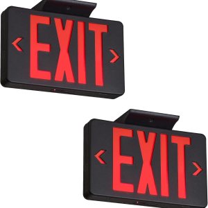 Señal de salida negra, luz LED de salida de emergencia con batería de respaldo, certificación UL, CA 120277 V, señales de salida con luces de Señal de salida negra, luz LED de salida de emergencia con batería de respaldo, certificación UL, CA 120277 V, señales de salida con luces de