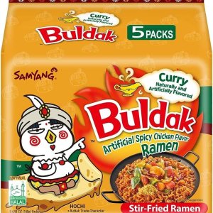 SAMYANG Curry Buldak – Fideos ramen salteados, sabor picante al curry coreano, certificado Halal, 24.7 onzas (paquete de 1) (total 5 piezas) SAMYANG Curry Buldak – Fideos ramen salteados, sabor picante al curry coreano, certificado Halal, 24.7 onzas (paquete de 1) (total 5 piezas)