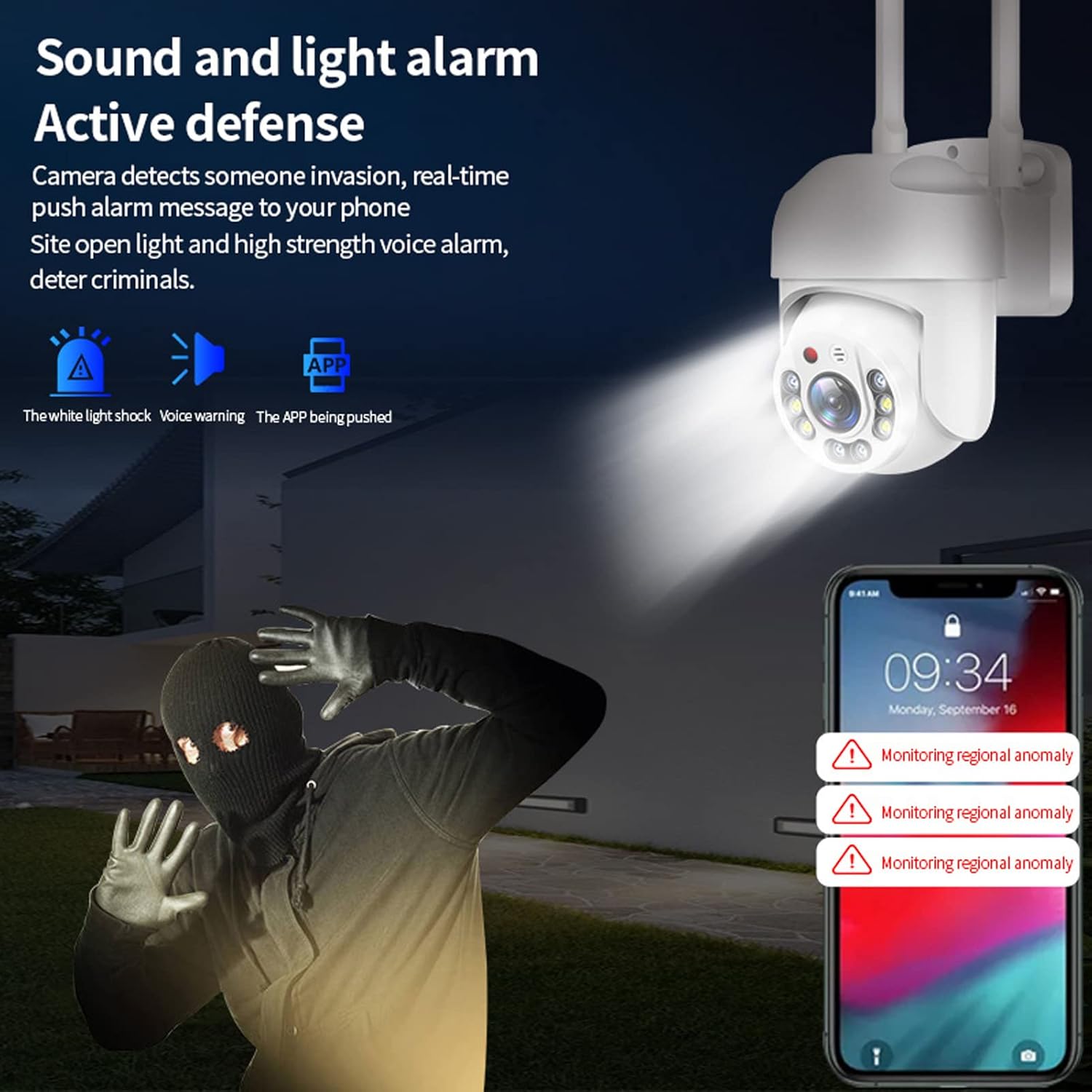 Cámara de seguridad inalámbrica para exteriores, 5G de doble banda 360, cámara WiFi, impermeable, cámaras de seguridad para exteriores con detección