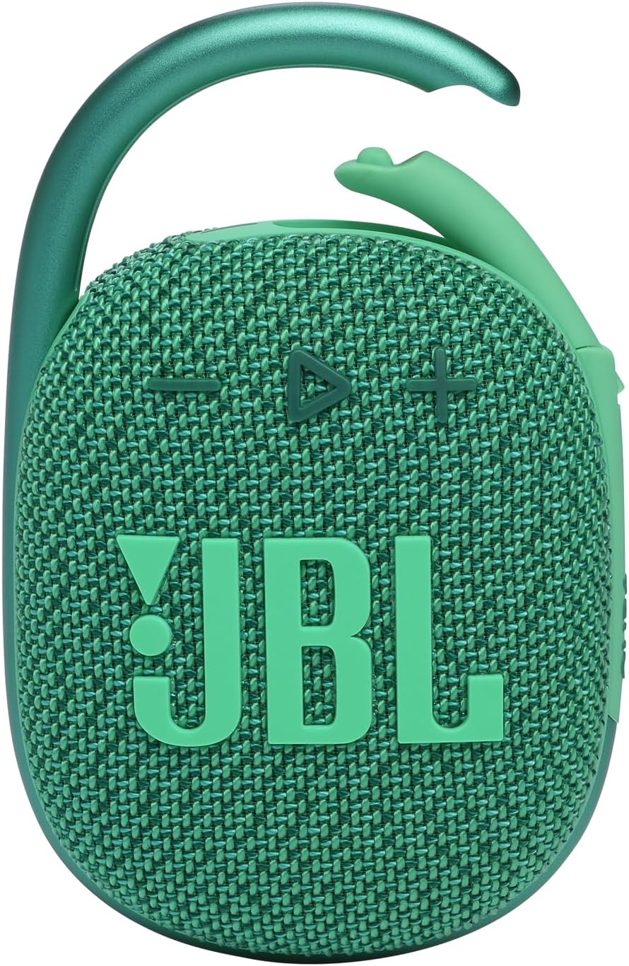 JBL Clip 4 Eco – Altavoz Bluetooth ultraportátil impermeable y a prueba de polvo, audio grande y graves impactantes, fabricado con un 90% de
