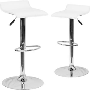 Flash Furniture taburete alto de diseño contemporáneo, vinilo negro, ajustable, con base cromada, Madera Noble Microfibra, Blanco Flash Furniture taburete alto de diseño contemporáneo, vinilo negro, ajustable, con base cromada, Madera Noble Microfibra, Blanco