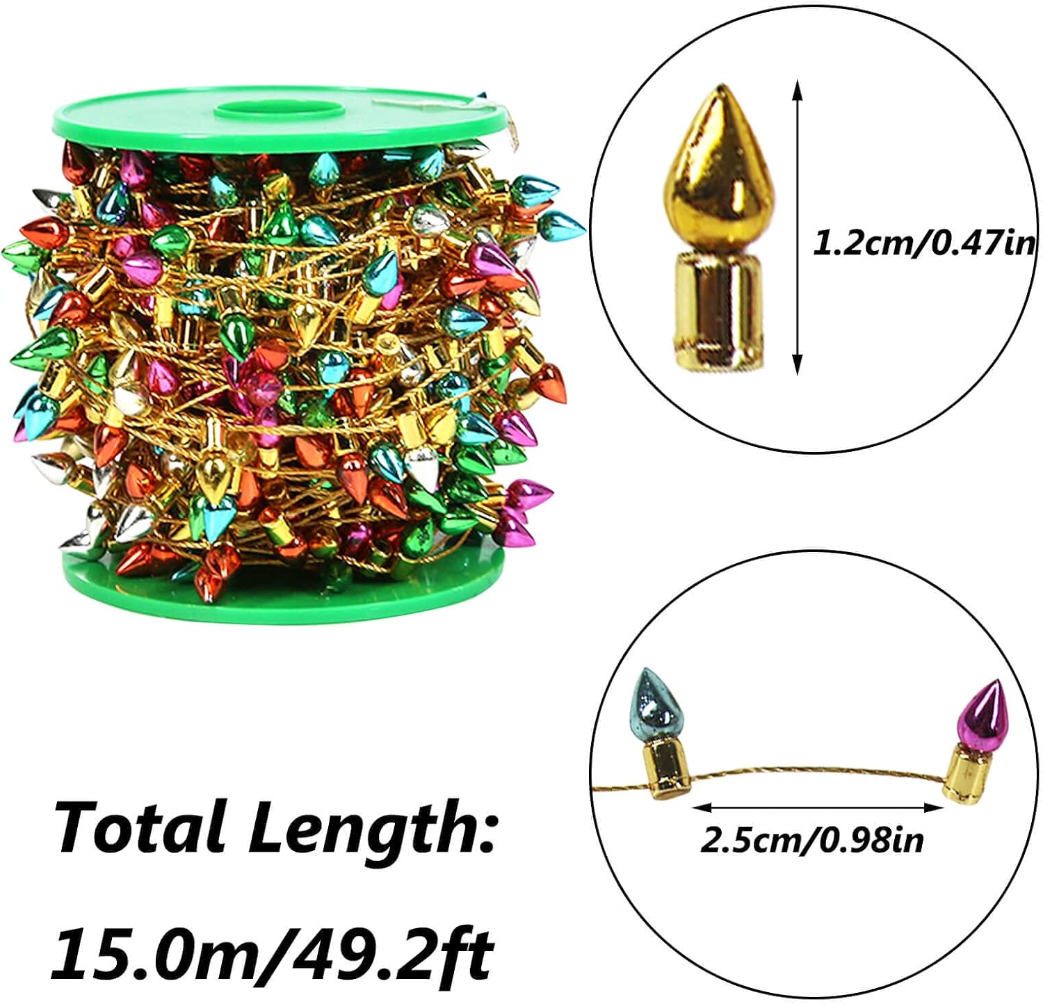 Orgrimmar Cadena de luces falsas para decoración de Navidad, casa de muñecas, muebles en miniatura, accesorios de cadena de luces (49.2 ft591