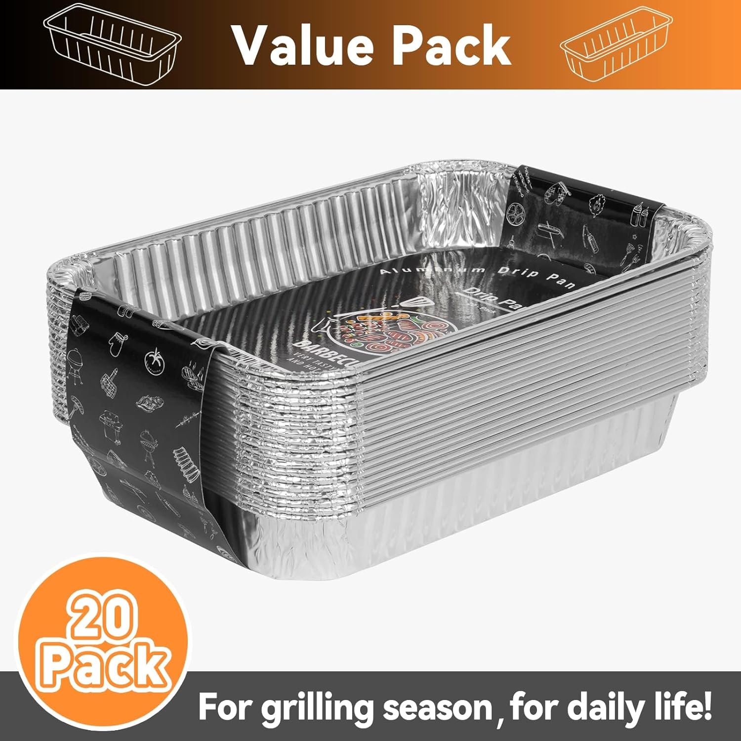 SHINESTAR Paquete de 20 bandejas de grasa desechables de papel de aluminio para Weber, viene con juego de herramientas de parrilla resistentes,