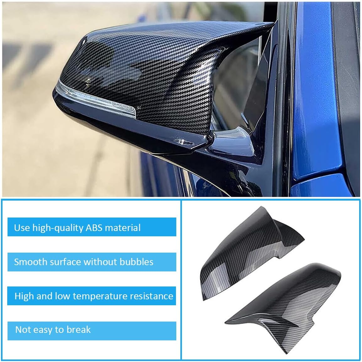 Cubiertas de espejo de puerta, tapas de repuesto para espejo retrovisor compatible con BMW F20 F22 F23 F30 F31 F32 F33 F36 F87 M2 X1 E84 (aspecto de