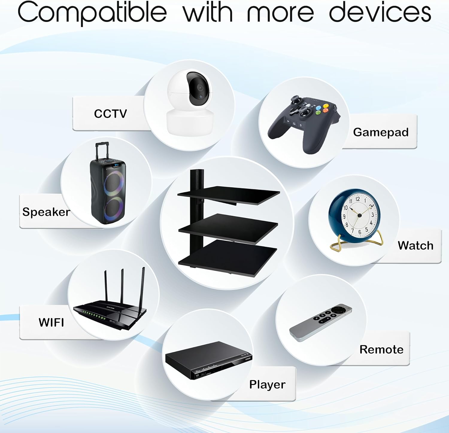 Estantes centrales de entretenimiento de pared – Estante para proyector – Estantes flotantes para TV, reproductores de DVD, consolas de juegos,