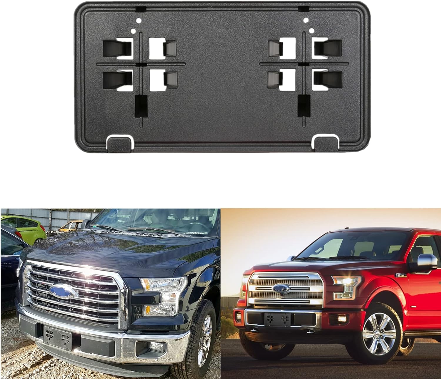 Soporte para placa de matrícula de parachoques delantero, marco Holde compatible con Ford F150 2015-2017, reemplazo de soporte de montaje de placa