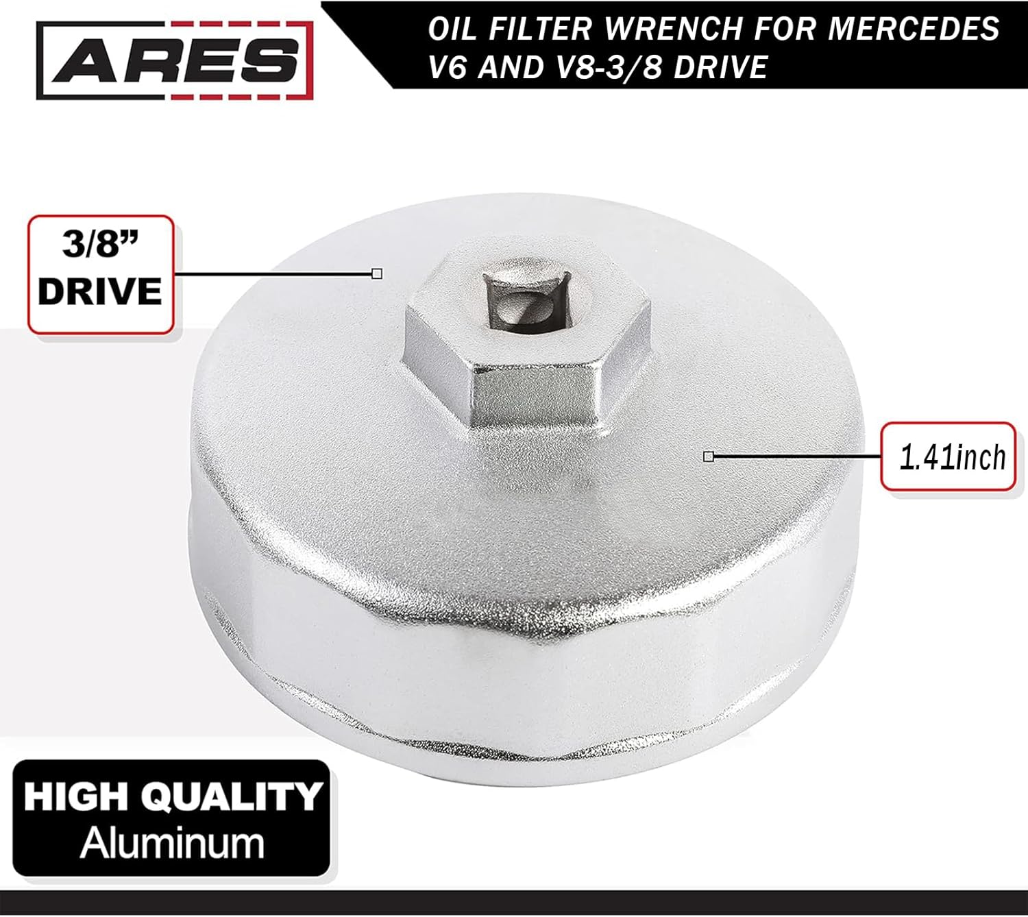 1 llave de filtro de motor de automóvil, cabeza cuadrada hexagonal con tapa de acero, carcasa de bandeja de aceite, llave de enchufe, accesorios de
