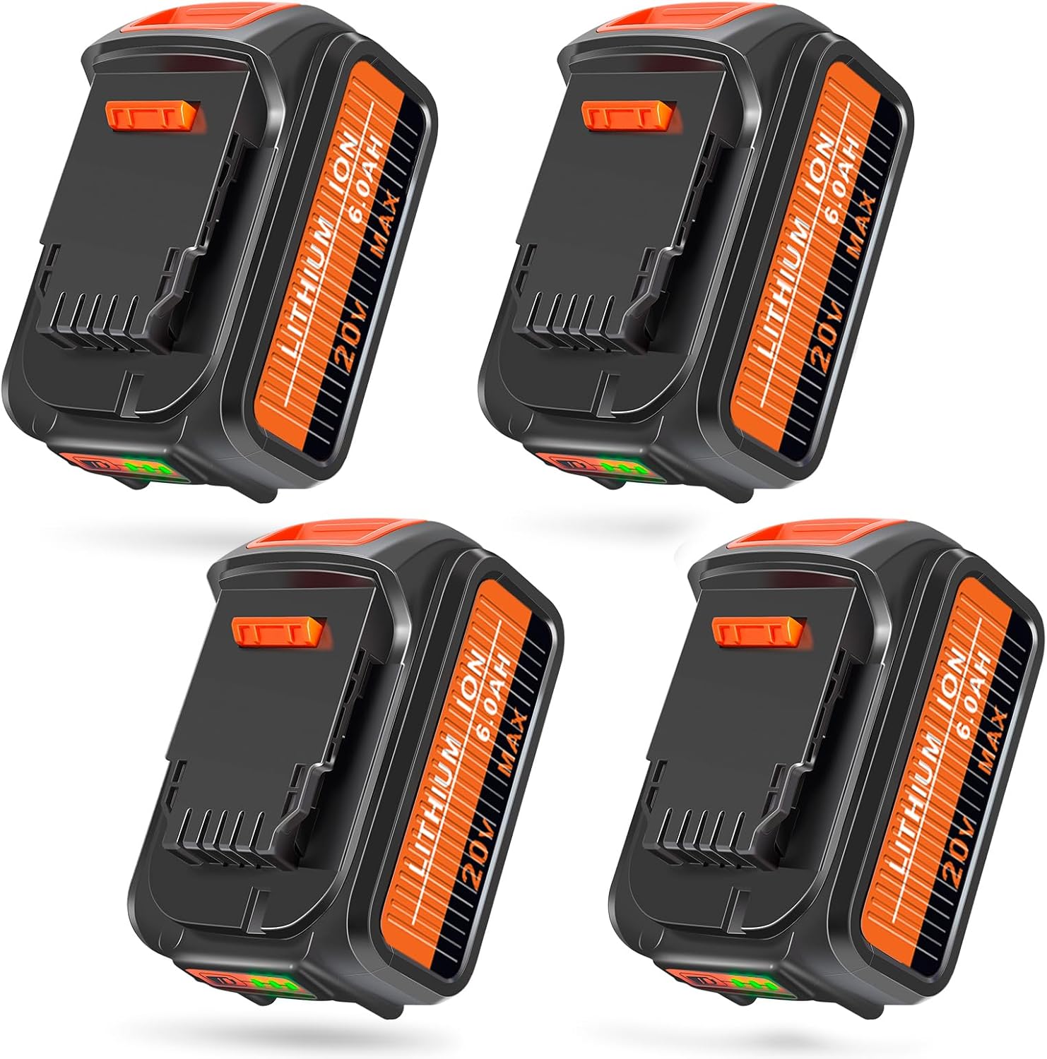 Amityke Repuesto actualizado para batería Dewalt de 20 V 6000 mAh, 4 unidades compatibles con baterías Dewalt de 20 V DCB205 DCB206 DCB204 DCB200
