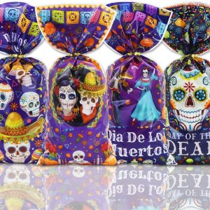 Day of the Dead – Bolsas de golosinas para dulces, 100 unidades Dia de Los Muertos, bolsas de golosinas mexicanas de 4 estilos de caléndula de Day of the Dead – Bolsas de golosinas para dulces, 100 unidades Dia de Los Muertos, bolsas de golosinas mexicanas de 4 estilos de caléndula de