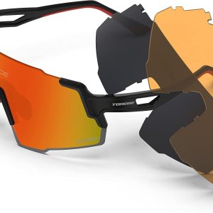 TOREGE Gafas de sol deportivas polarizadas con 3 lentes intercambiables para hombres y mujeres, gafas de béisbol TR65 TOREGE Gafas de sol deportivas polarizadas con 3 lentes intercambiables para hombres y mujeres, gafas de béisbol TR65