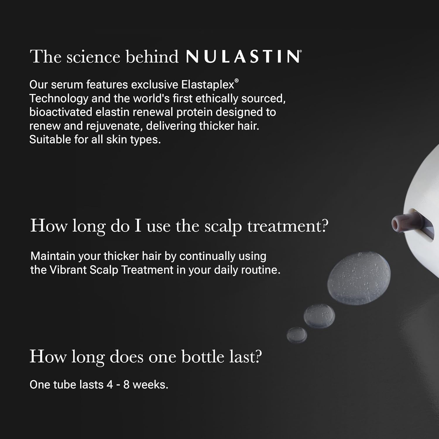 NULASTIN Tratamiento de suero vibrante para el cuero cabelludo y la barba para hombre con Elastaplex para un cabello más grueso, de aspecto más