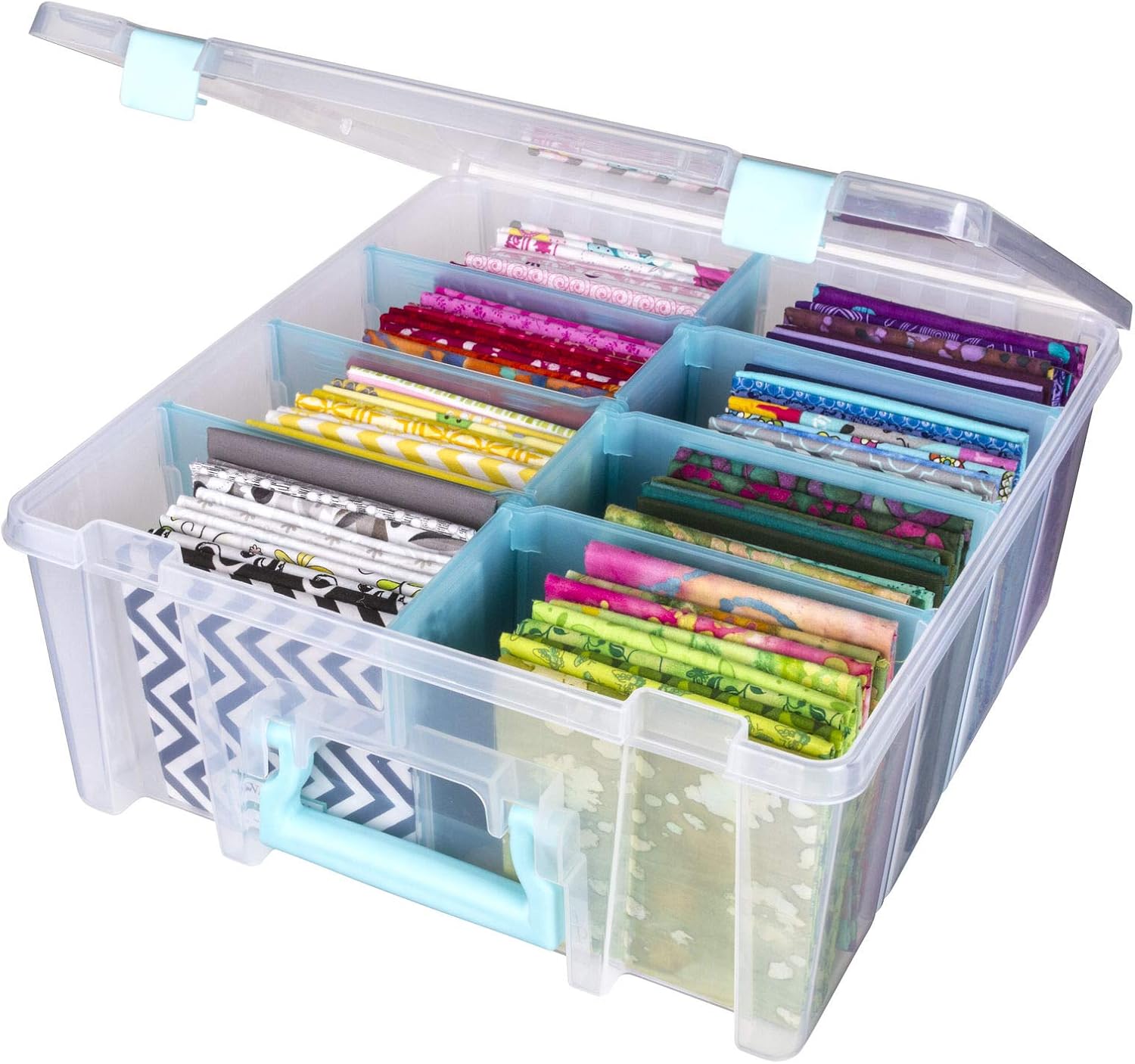 ArtBin6990SA Súper Satchel doble profundo con divisores extraíbles, gran almacenamiento de arte y artesanía portátil con asa, translúcida  niebla