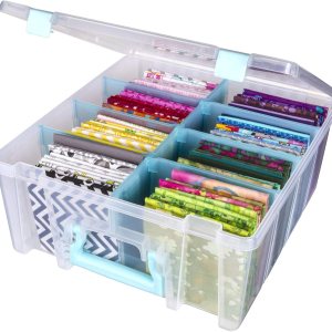 ArtBin6990SA Súper Satchel doble profundo con divisores extraíbles, gran almacenamiento de arte y artesanía portátil con asa, translúcida  niebla ArtBin6990SA Súper Satchel doble profundo con divisores extraíbles, gran almacenamiento de arte y artesanía portátil con asa, translúcida  niebla