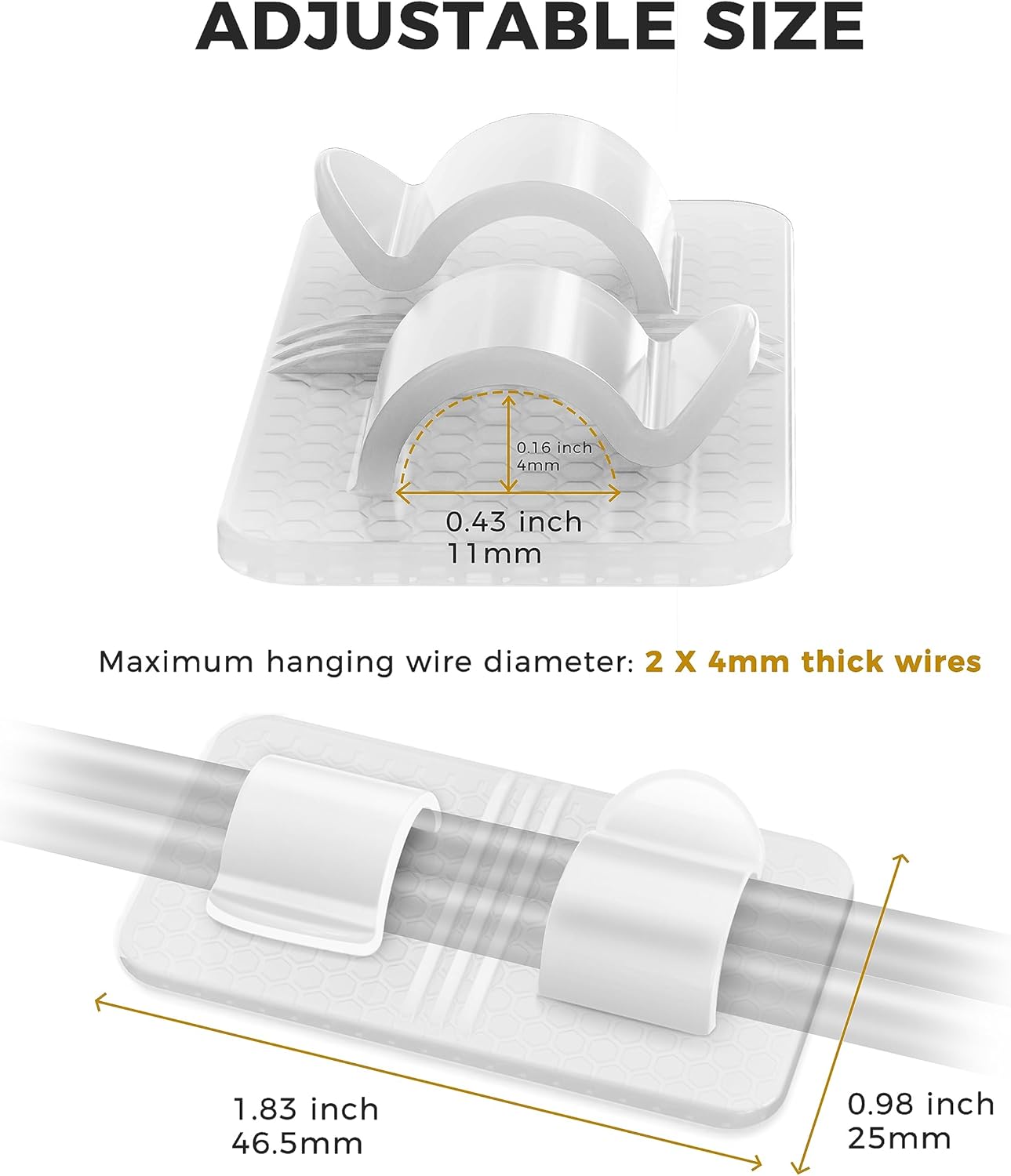 Ganchos para cadena de luces al aire libre 40 piezasClips de cable con fuerte autoadhesivo, ganchos para cables interiores y exteriores, ganchos