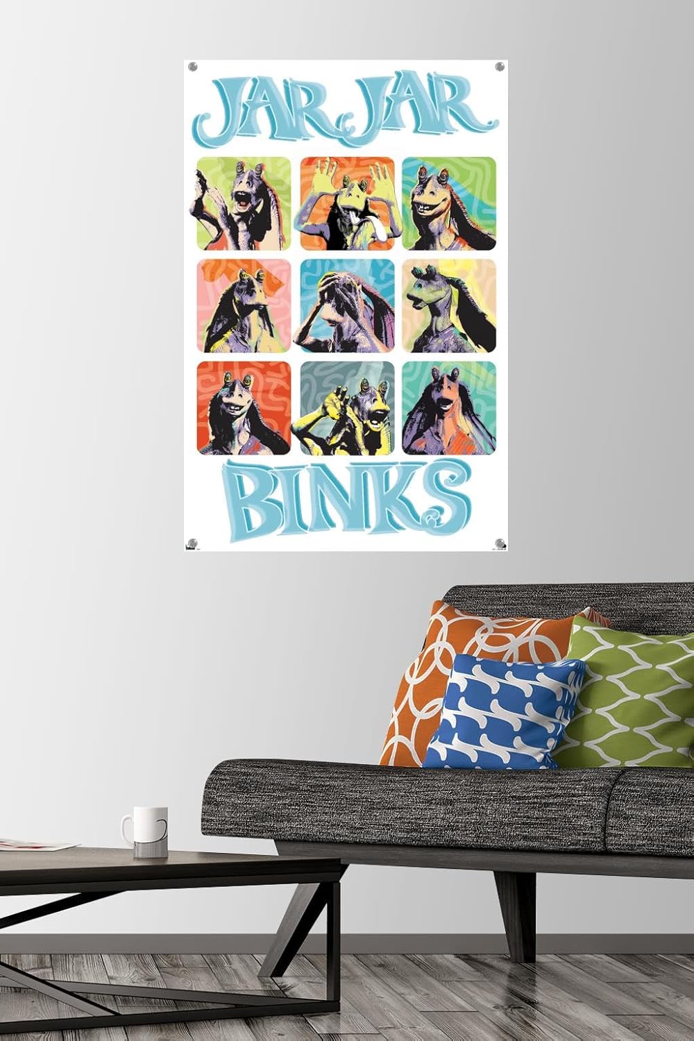 Trends International Star Wars The Phantom Menace – Póster de pared con frasco, diseño de cuadrícula, 22.37 x 34.00 pulgadas, paquete de póster y