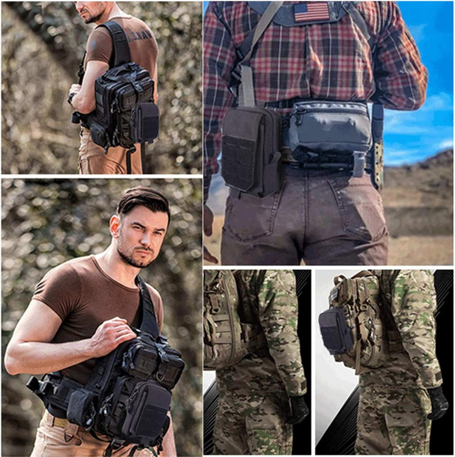 Bolsa táctica EDC, bolso pequeño multifuncional Molle, organizador de artilugios, soporte para teléfono celular, bolsa de cintura, camping,