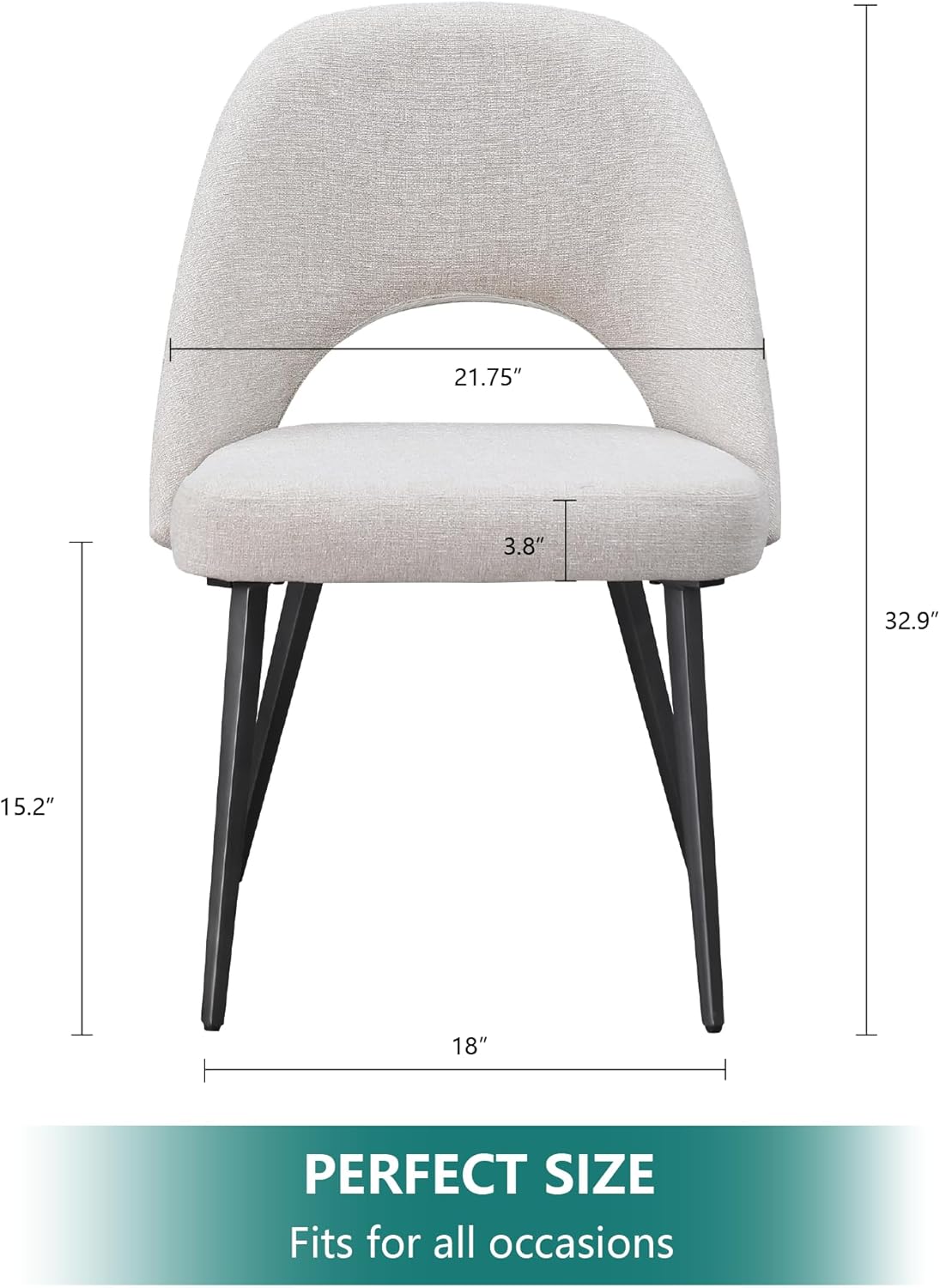Morden Fort Sillas de comedor, sillas de comedor, juego de 2 cojines gruesos, sillas de acento con patas ajustables, sillas de comedor de tela