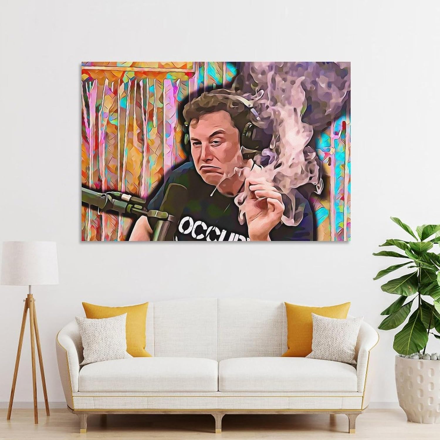 Elon Musk – Póster de fumar en alta definición sobre lienzo, pintura de pared, para decoración de sala de estar, regalo para niños, 12 x 18 pulgadas