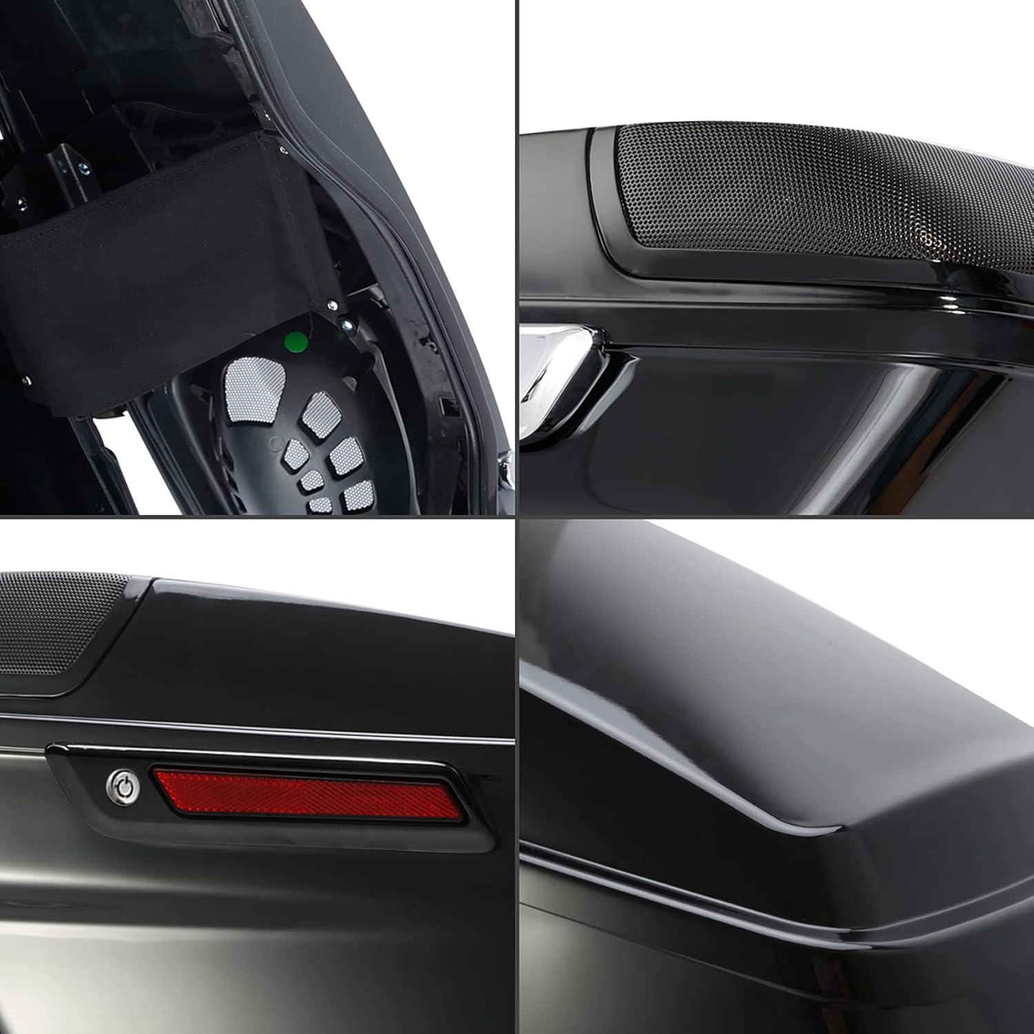 TCT-MOTORPARTS – Alforjas rígidas para motocicletas, 4 pulgadas más extensas, color negro vívido