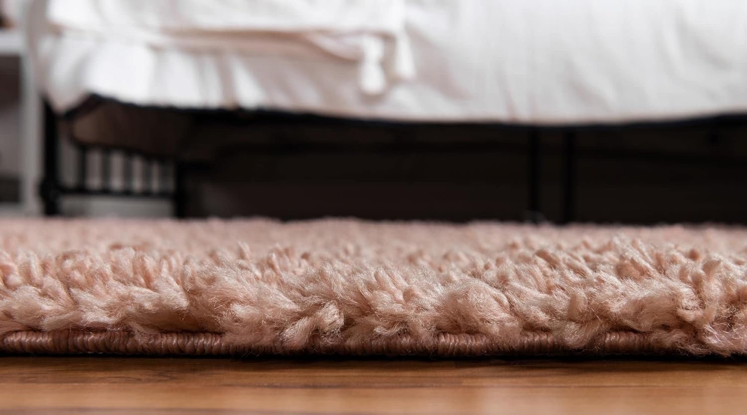 Rugs.com Zermatt Shag Collection – Alfombra ovalada de 5 x 8 pies, color rosa polvoriento, perfecta para salas de estar, comedores grandes, planos