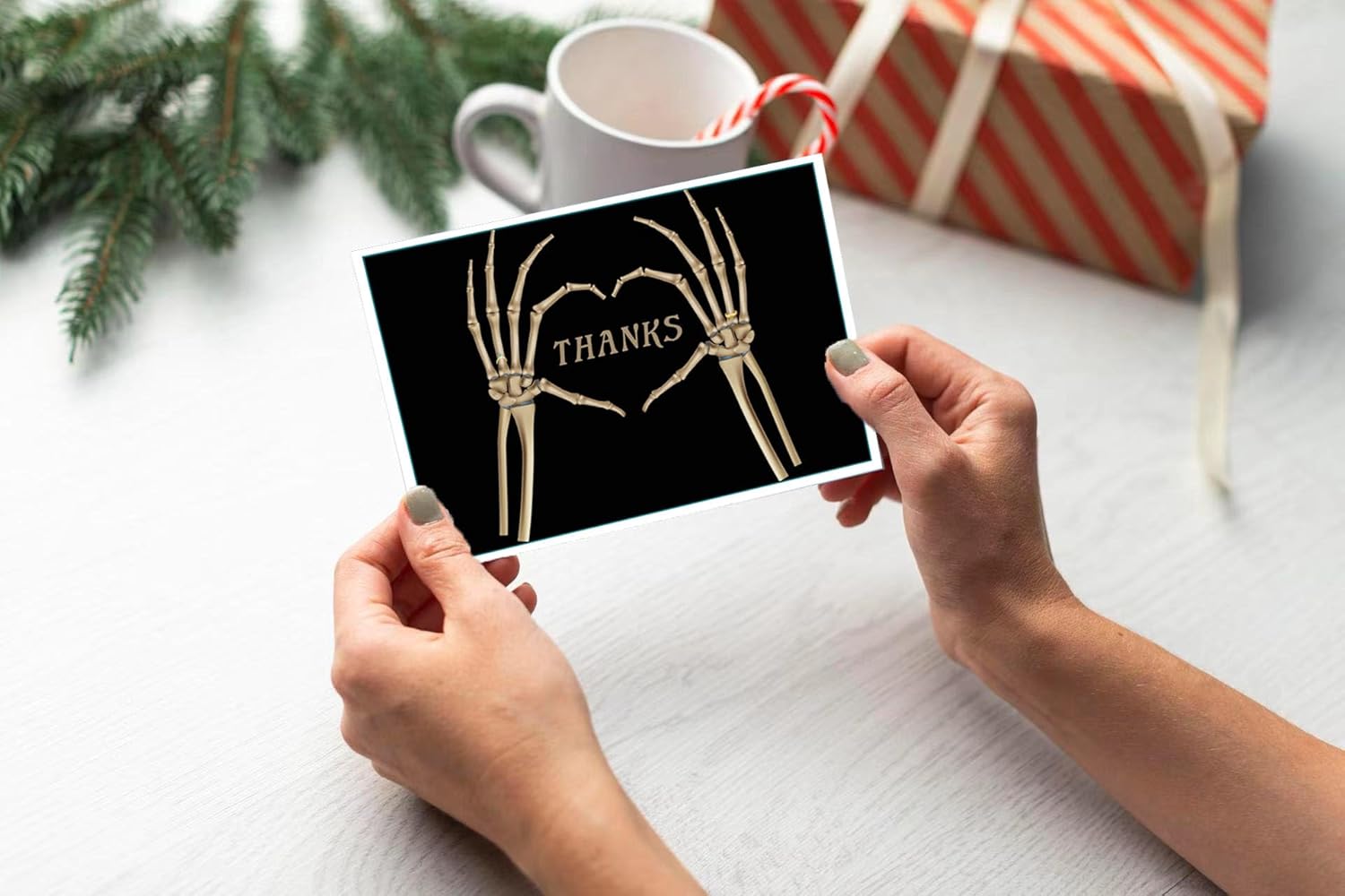 XXDJLP Preciosa tarjeta de boda de esqueleto para mujeres y hombres, tarjeta de compromiso de Halloween para él y ella, tarjeta de agradecimiento de