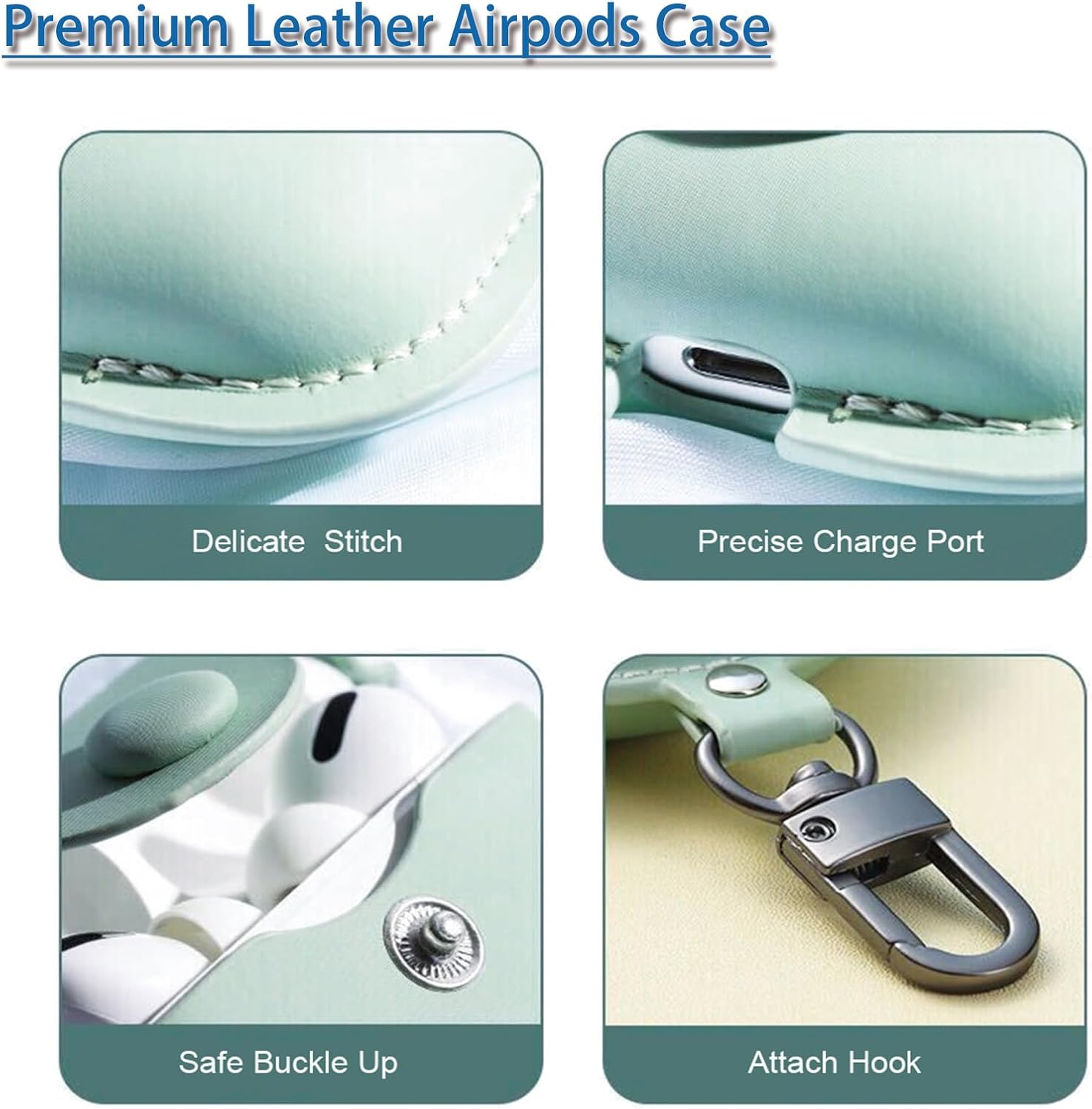 AirPods 3 Funda de cuero para Apple AirPods de 3 generación de moda, funda negra con cierre a presión, funda de carga (negro)