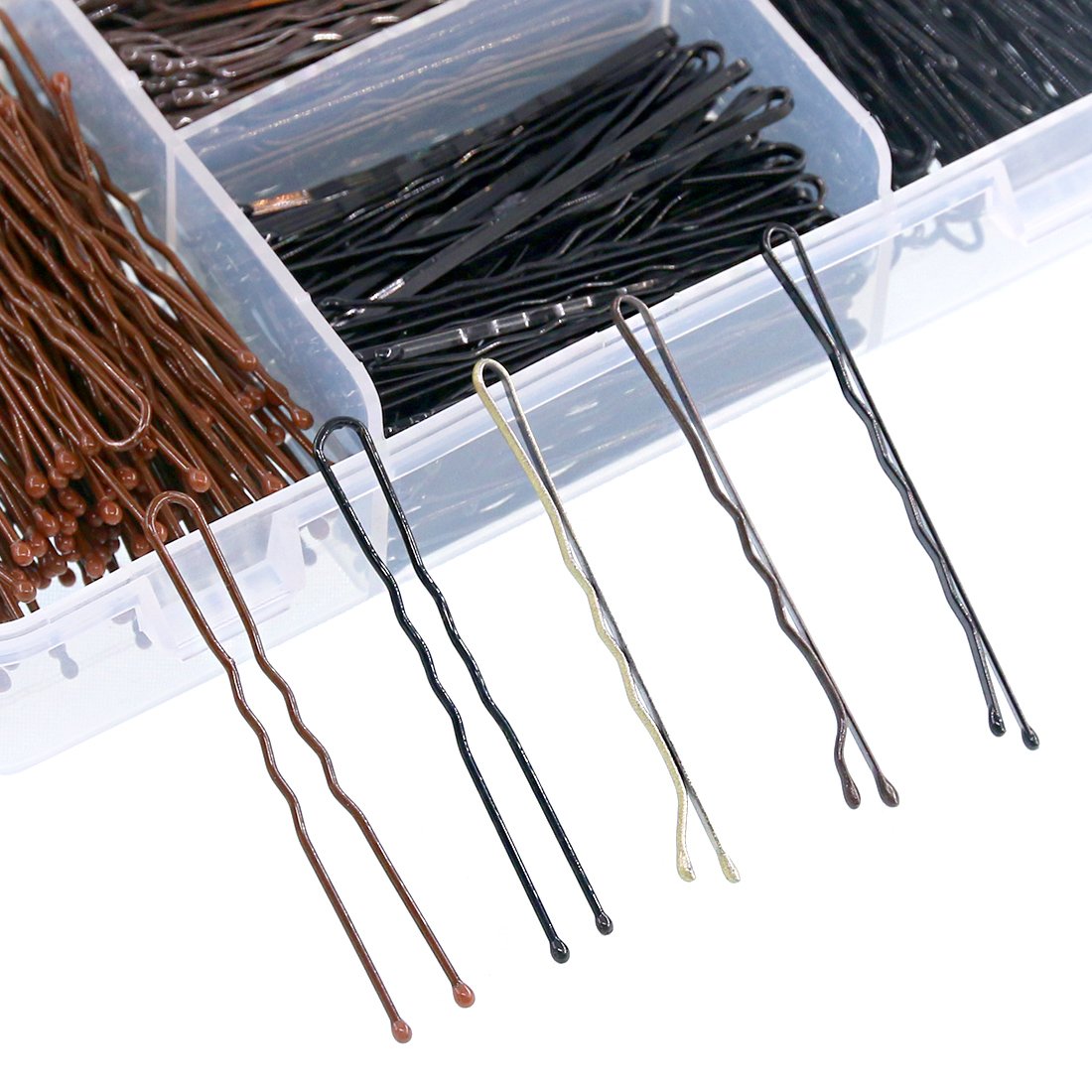 Swpeet Kit de 360 horquillas de 2 estilos y 380 horquillas negras con bandas de goma