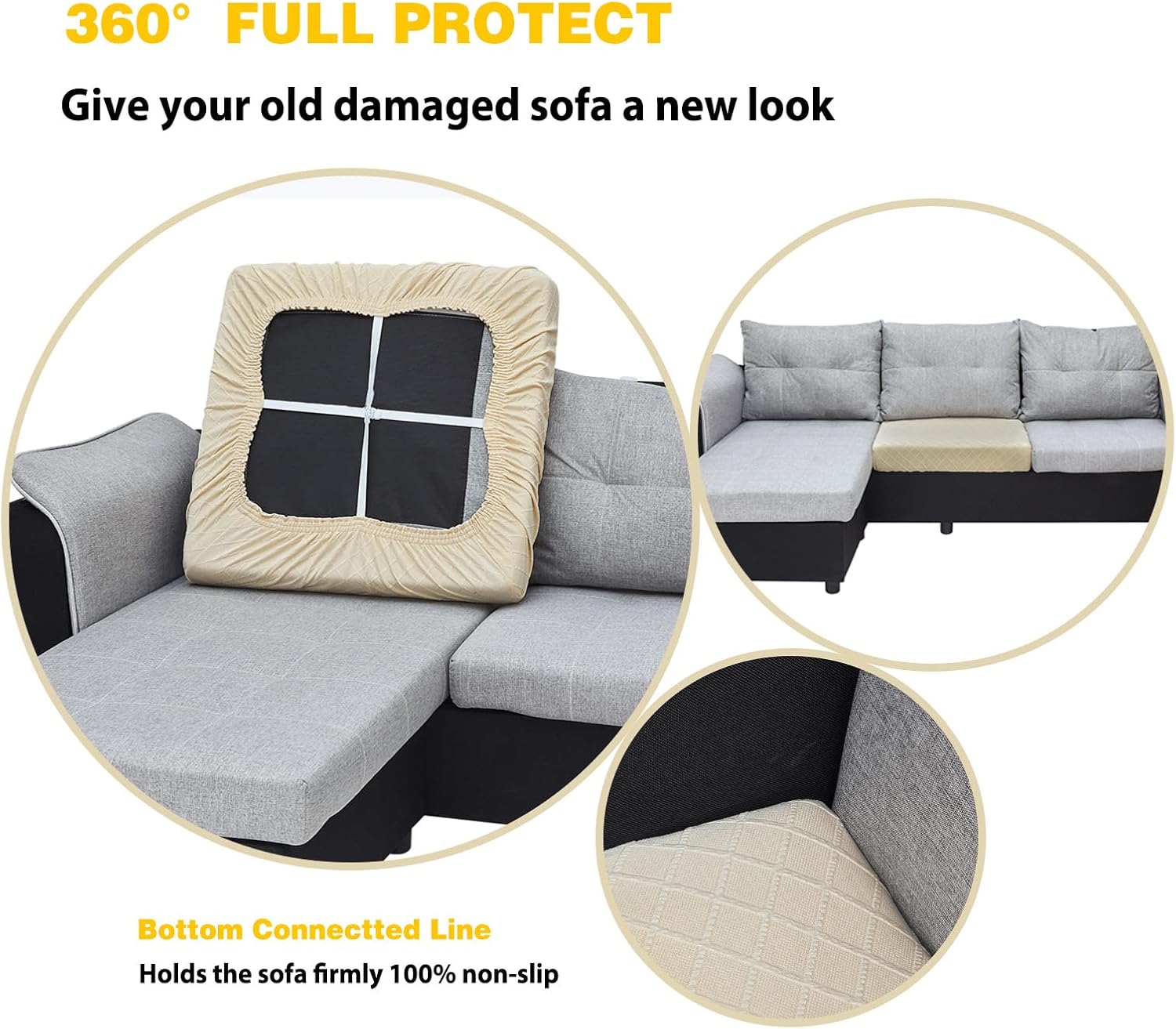 Fundas de cojín para sofá, funda de cojín elástica para sillón, sofá de 1 asiento, jacquard de celosía de diamantes con banda elástica (1 funda de