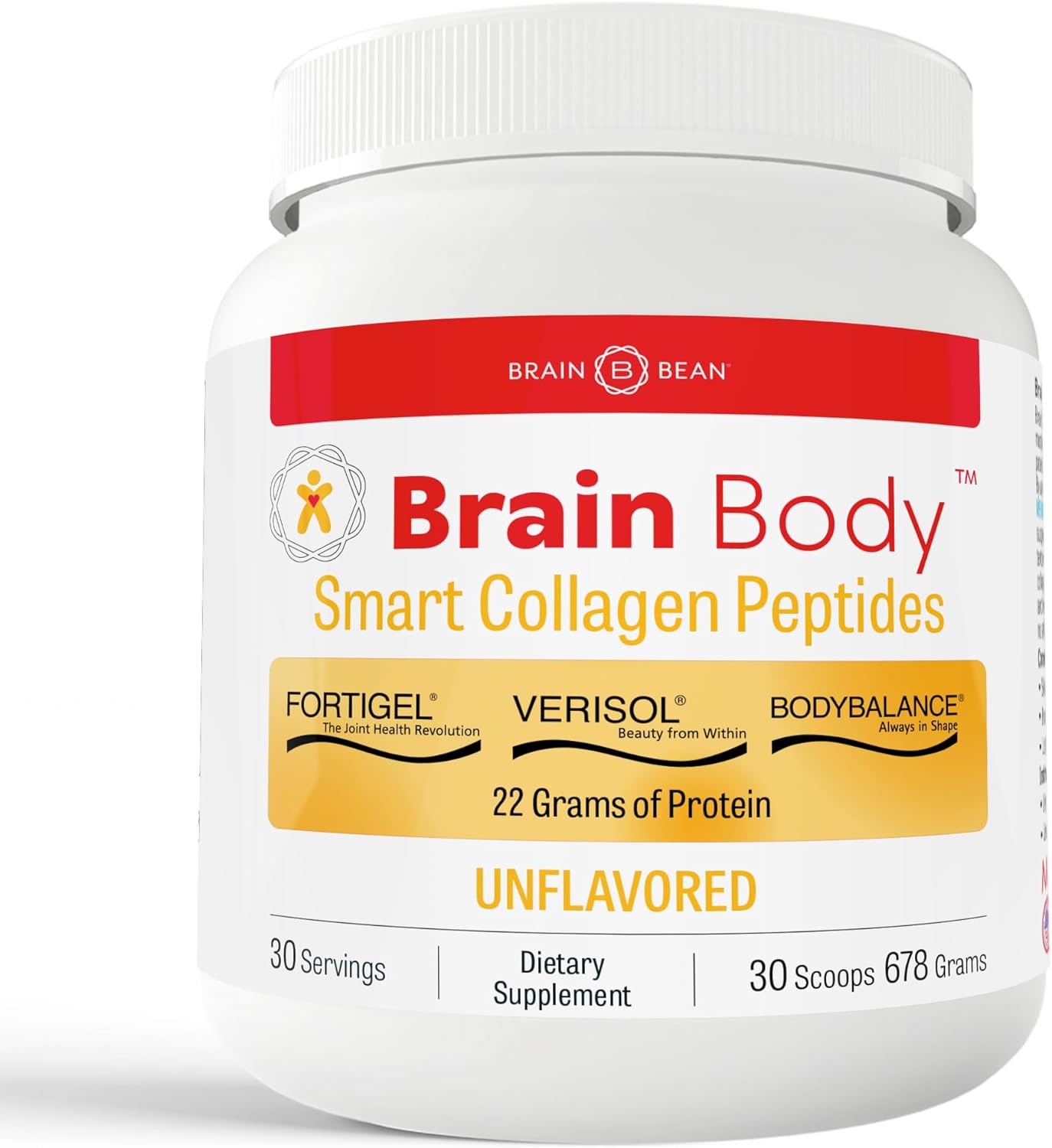 Brain Body – Péptidos de colágeno en polvo sin sabor – Suplemento premium para piel, músculos y articulaciones – Suplementos de colágeno para