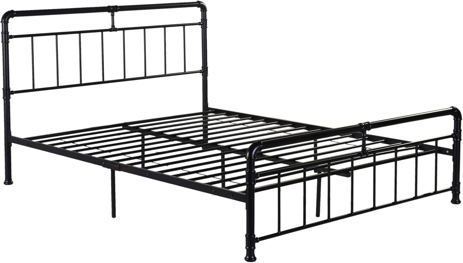 Christopher Knight Home Sally – Marco de cama de hierro tamaño Queen, minimalista, industrial, negro plano